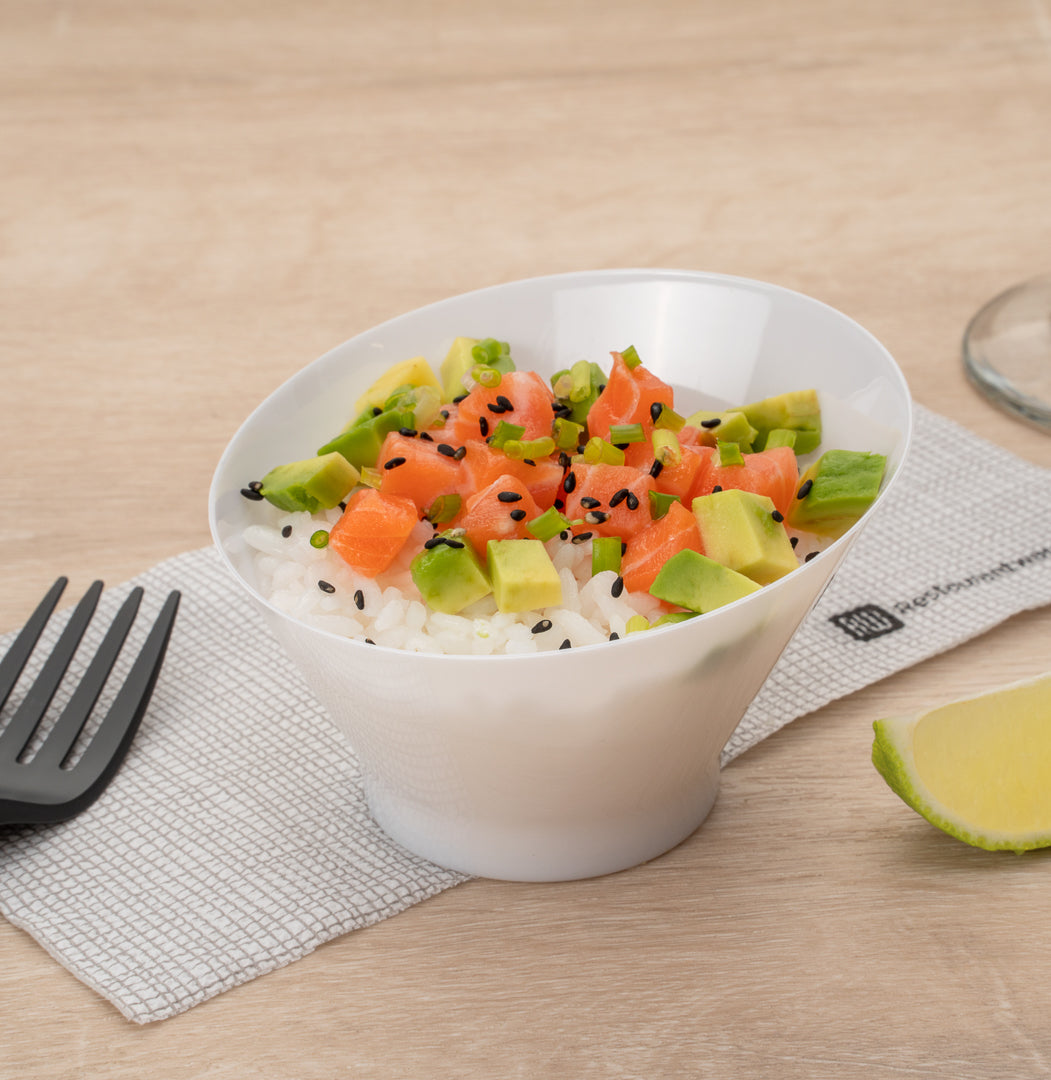 5 oz Round White Plastic Small Incline Bowl - 3.75