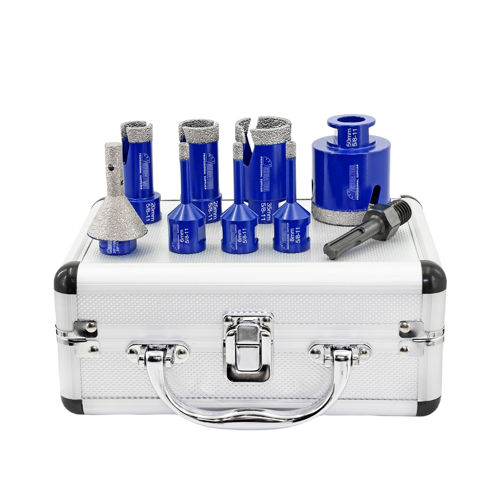 Premium Diamond Drill Core Bits Set - 9pcs Tile Hole Saw Cutter for Porcelain, Marble, Ceramic & Granite (6/6/6/20/25/35/50/10-35mm) with SDS Plus Adapter - Perfect for Bathroom Renovation, Kitchen Backsplash & DIY Home Improvement Projects