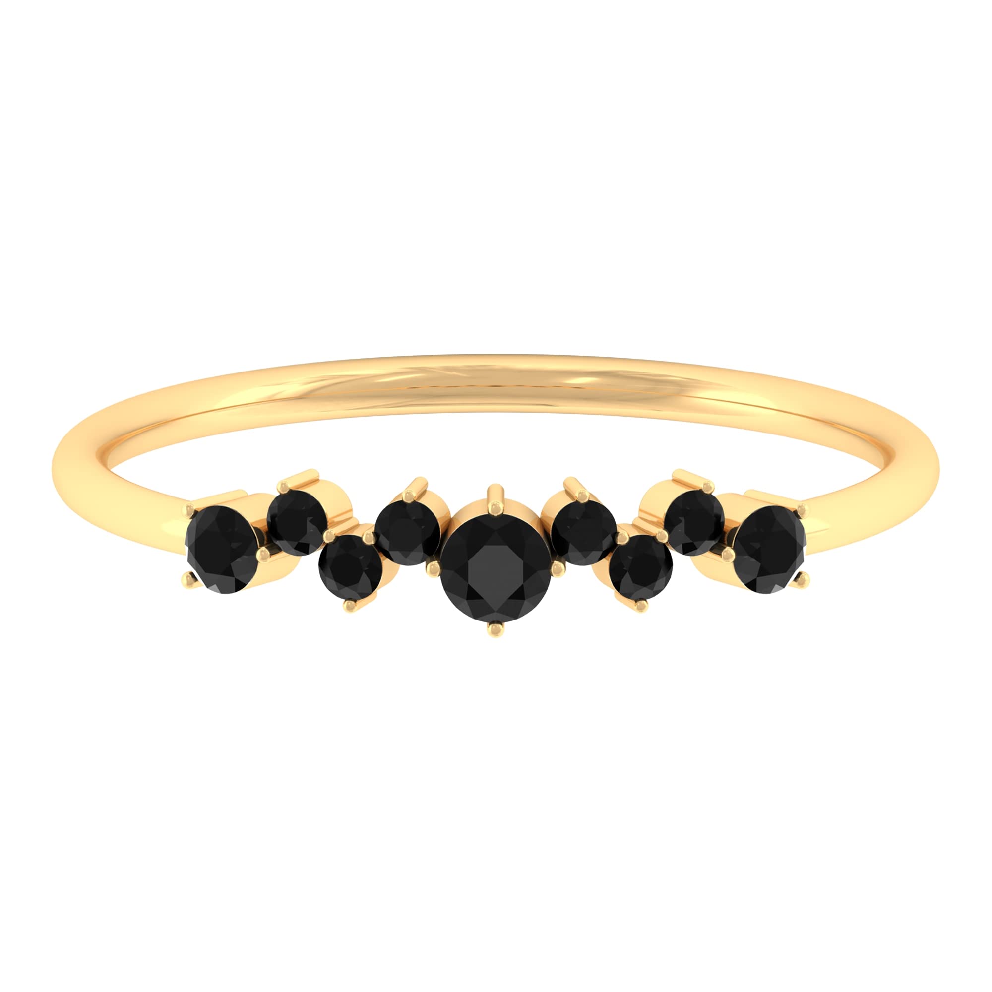 1/4 CT Natural Black Spinel Ring - 14K Solid Gold Minimalist Promise Ring for Women, August Birthstone Jewelry - Perfect for Engagement, Anniversary & Everyday Wear