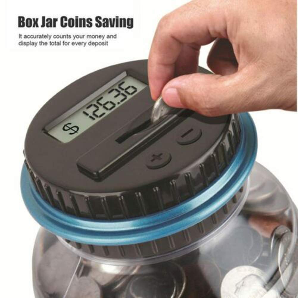 VALINK Digital Piggy Bank with LCD Display - Automatic Coin Counter & Money Saving Jar for Kids & Adults - Transparent Change Counter for Home, Office, and Gift Giving
