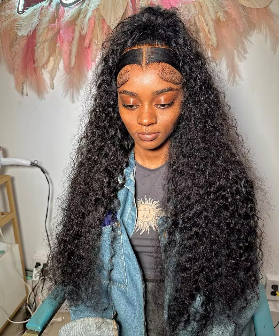 5x5 Deep Curly Lace Front Wigs Human Hair - Brazilian Wet & Wavy HD Transparent Pre-Plucked Lace Closure Wigs for Black Women (34IN) | Perfect for Daily Wear, Parties & Special Occasions