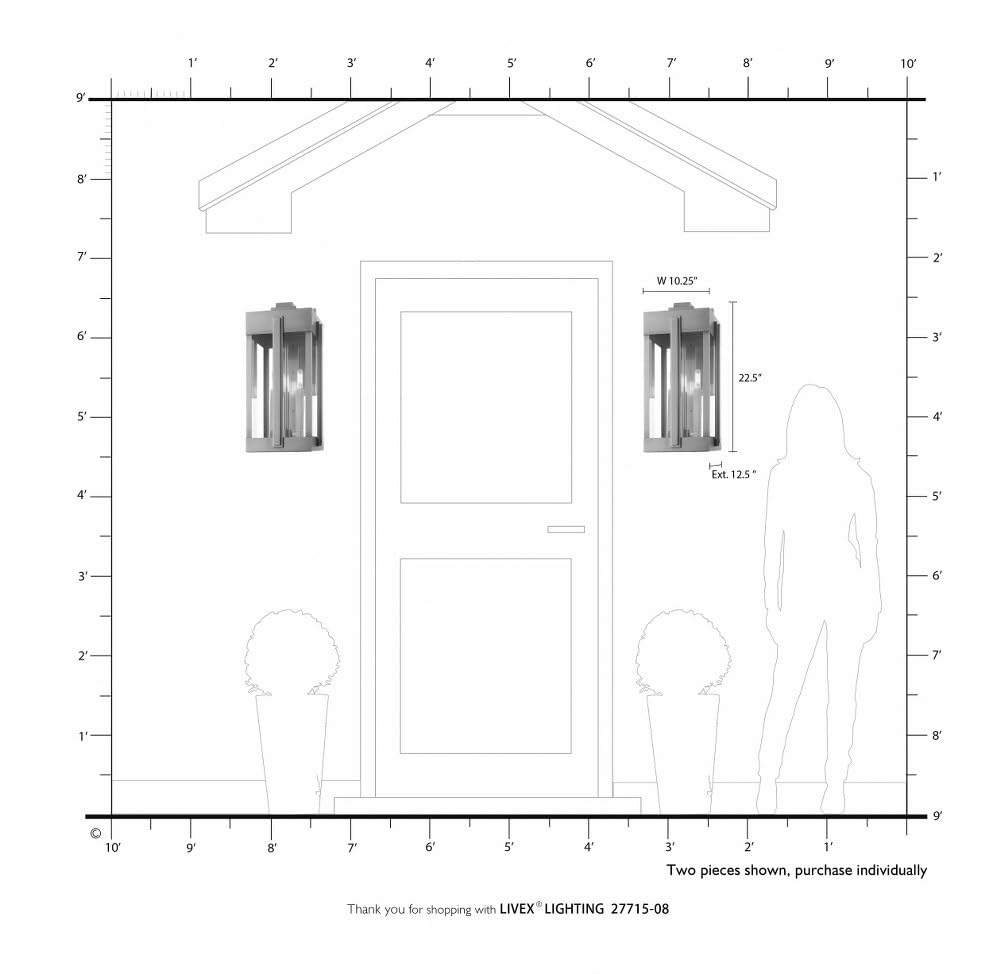 Livex Lighting Lexington 3-Light Natural Brass Outdoor Wall Lantern - Weatherproof Exterior Sconce for Porch, Patio & Entryway Lighting