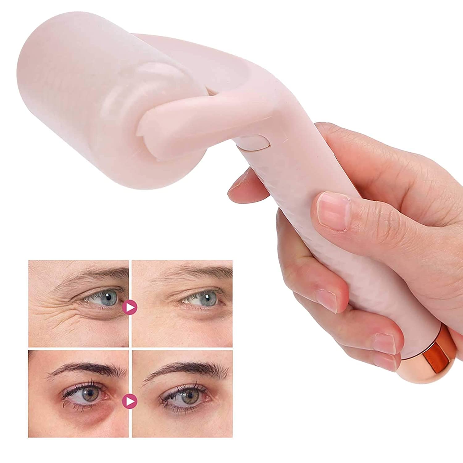 KolorFish Ice Roller Face Massager for Skin Tightening & Wrinkle Reduction - Cooling Therapy to Brighten Complexion, Reduce Under Eye Puffiness - Migraine & Pain Relief - Perfect for Morning Skincare Routine & Post-Workout Recovery (Pink)