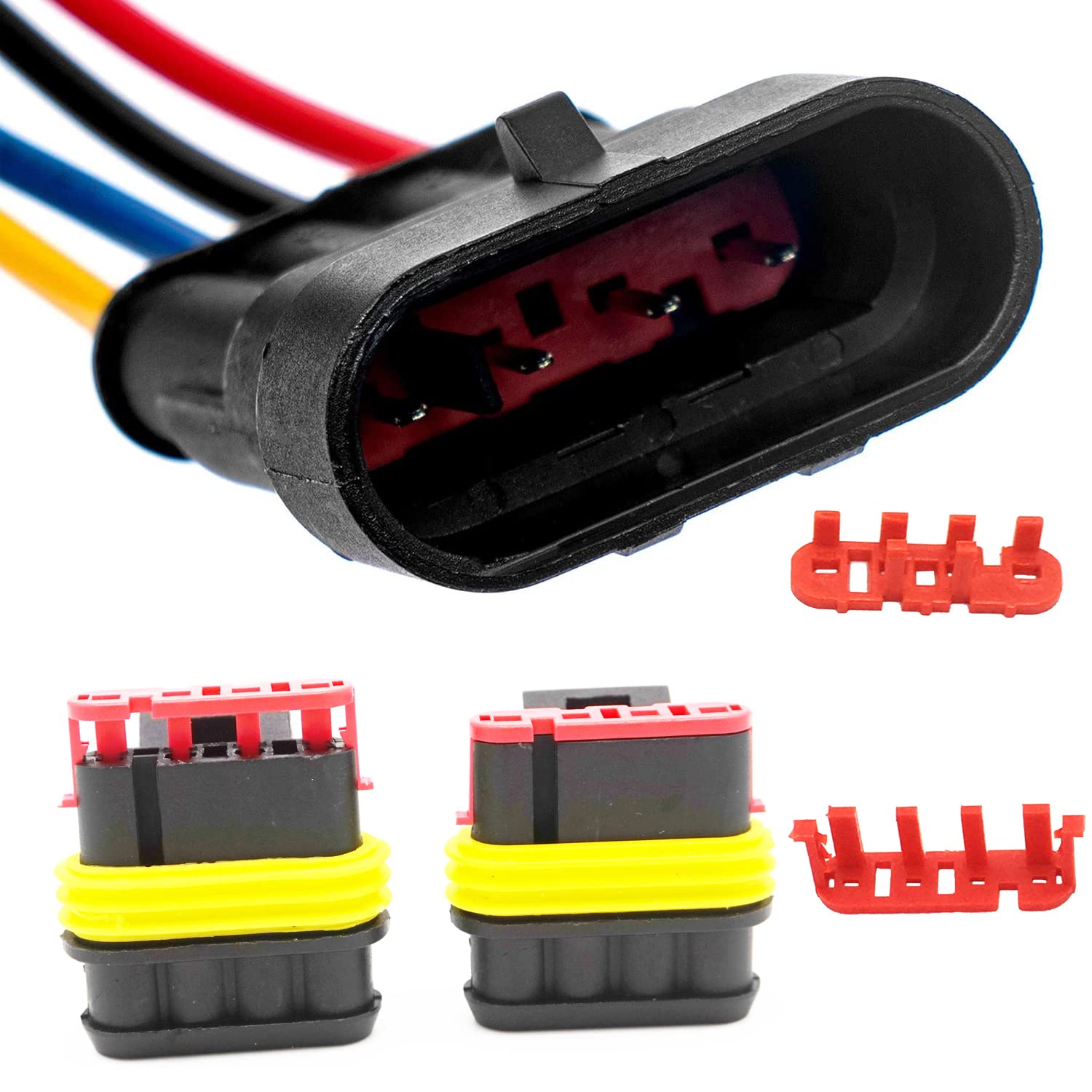 14 Pcs 4 Pin Automotive Electrical Connectors - Quick Connect Waterproof 4 Way Wire Connectors for Car, Truck, Boat & RV Wiring - Secure & Durable Electrical Connections