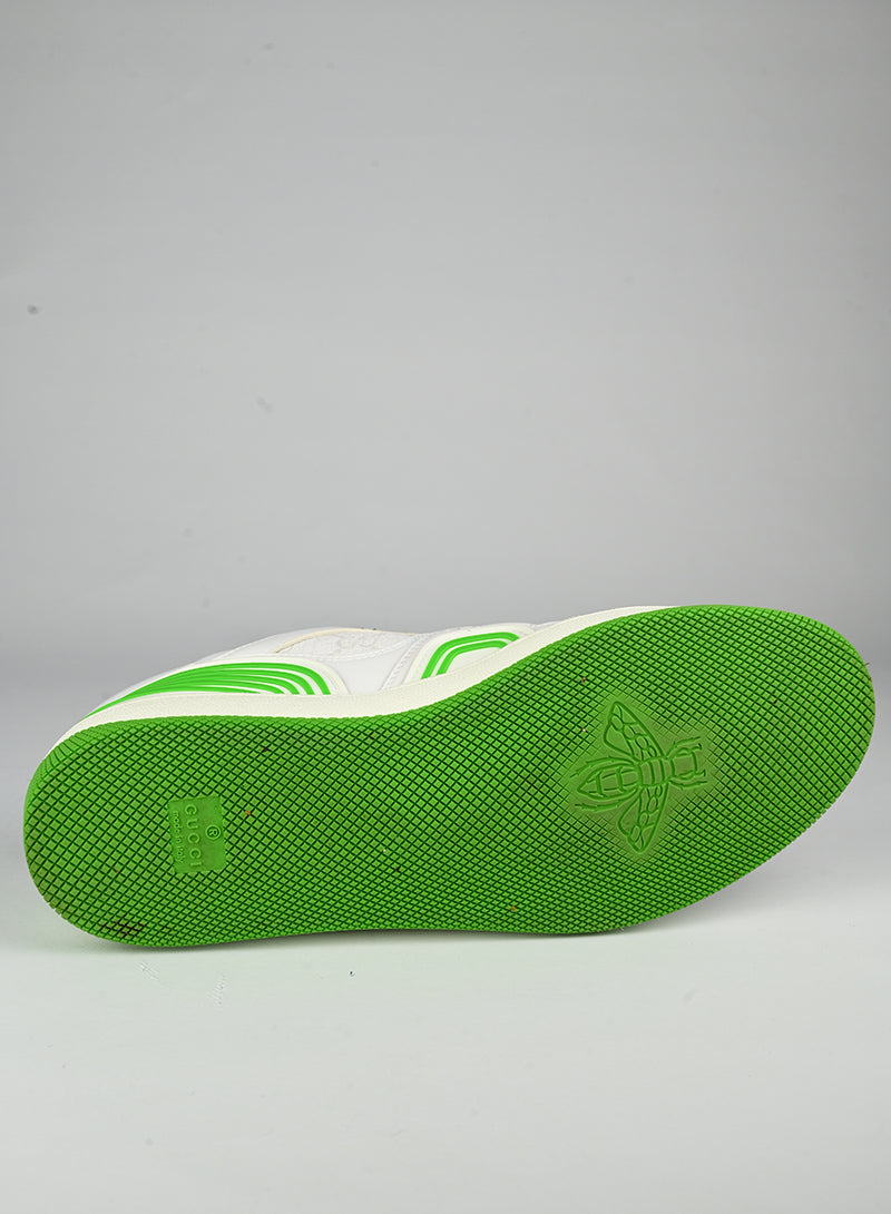 Gucci White and Green Basket Sneakers - Size 40 | Luxury Fashion Sneakers for Women, Streetwear & Casual Outfits