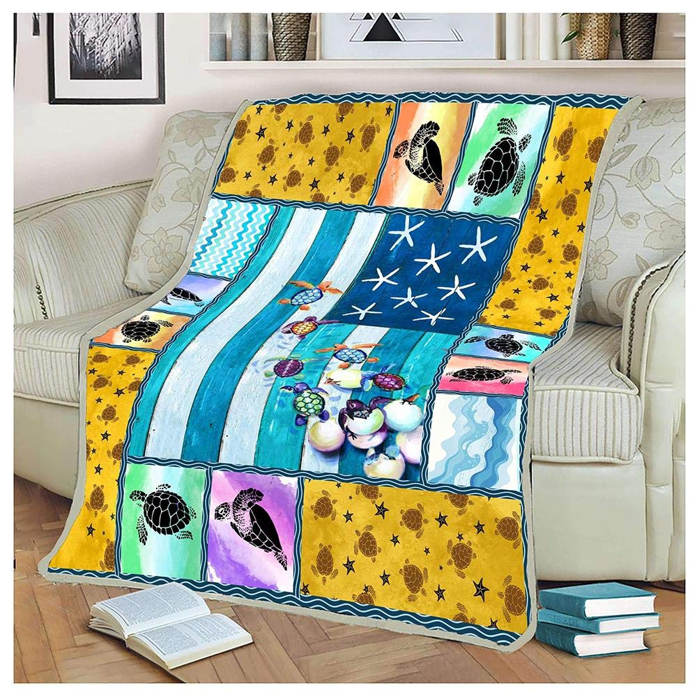 HNO Store Soft Turtle Flag Blanket - 50x60 Inch Cozy Ocean Themed Throw Blanket for Couch, Bed, Sofa - Perfect Gift for Sea Turtle Lovers, Beach Decor & Home Use