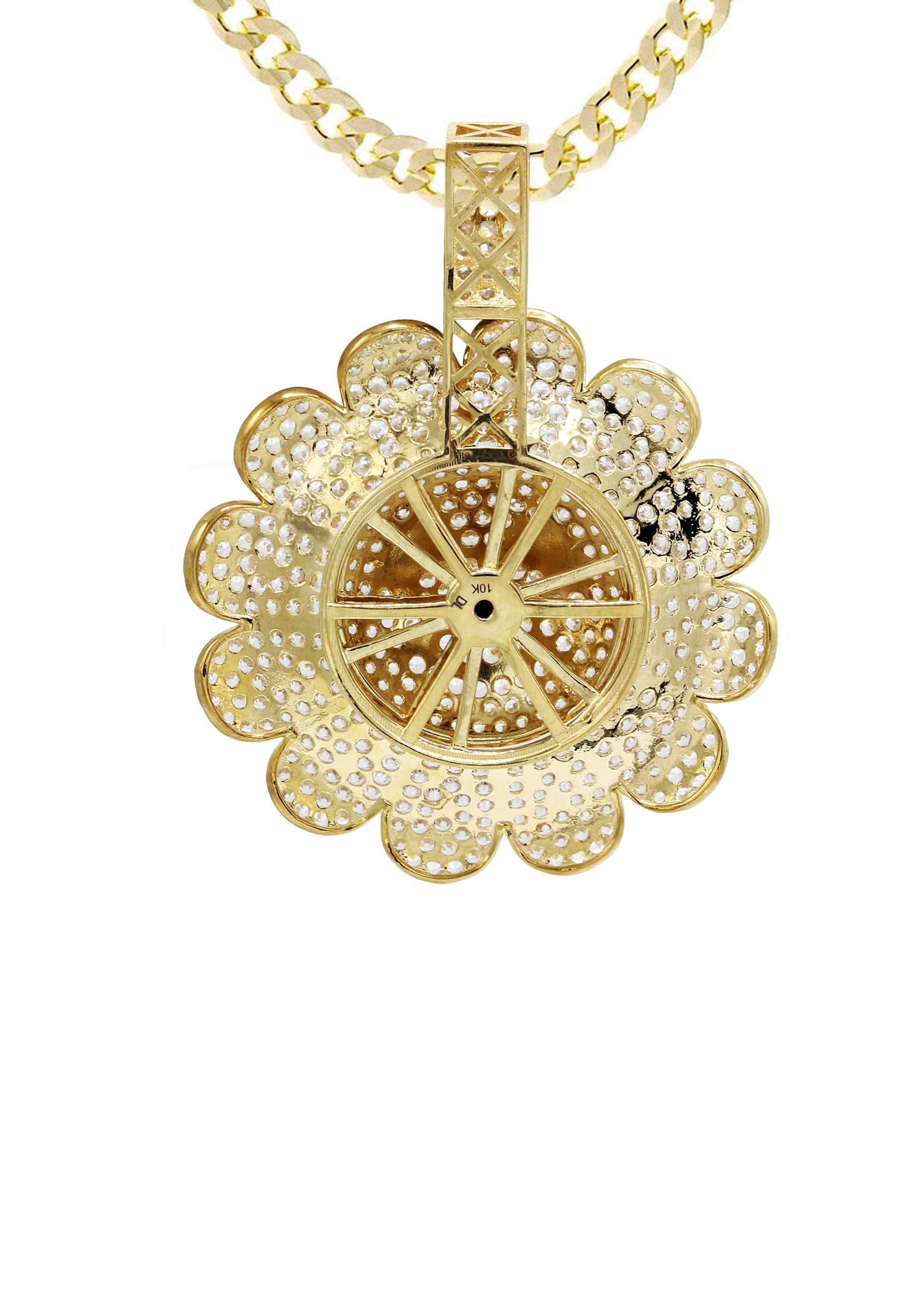 10K Yellow Gold Sunflower Spinner Necklace - 18.8g Dainty Floral Jewelry for Women | Perfect Gift for Birthday, Anniversary & Everyday Elegance