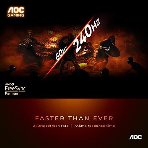 AOC C27G2Z 27-Inch Curved Frameless Gaming Monitor - Full HD 1080p, 240Hz Refresh Rate, 0.5ms Response Time, AMD FreeSync, HDMI 2.0 & DisplayPort, Height Adjustable Stand - Perfect for Xbox, PS5, Switch & PC Gaming, Home Office & Esports