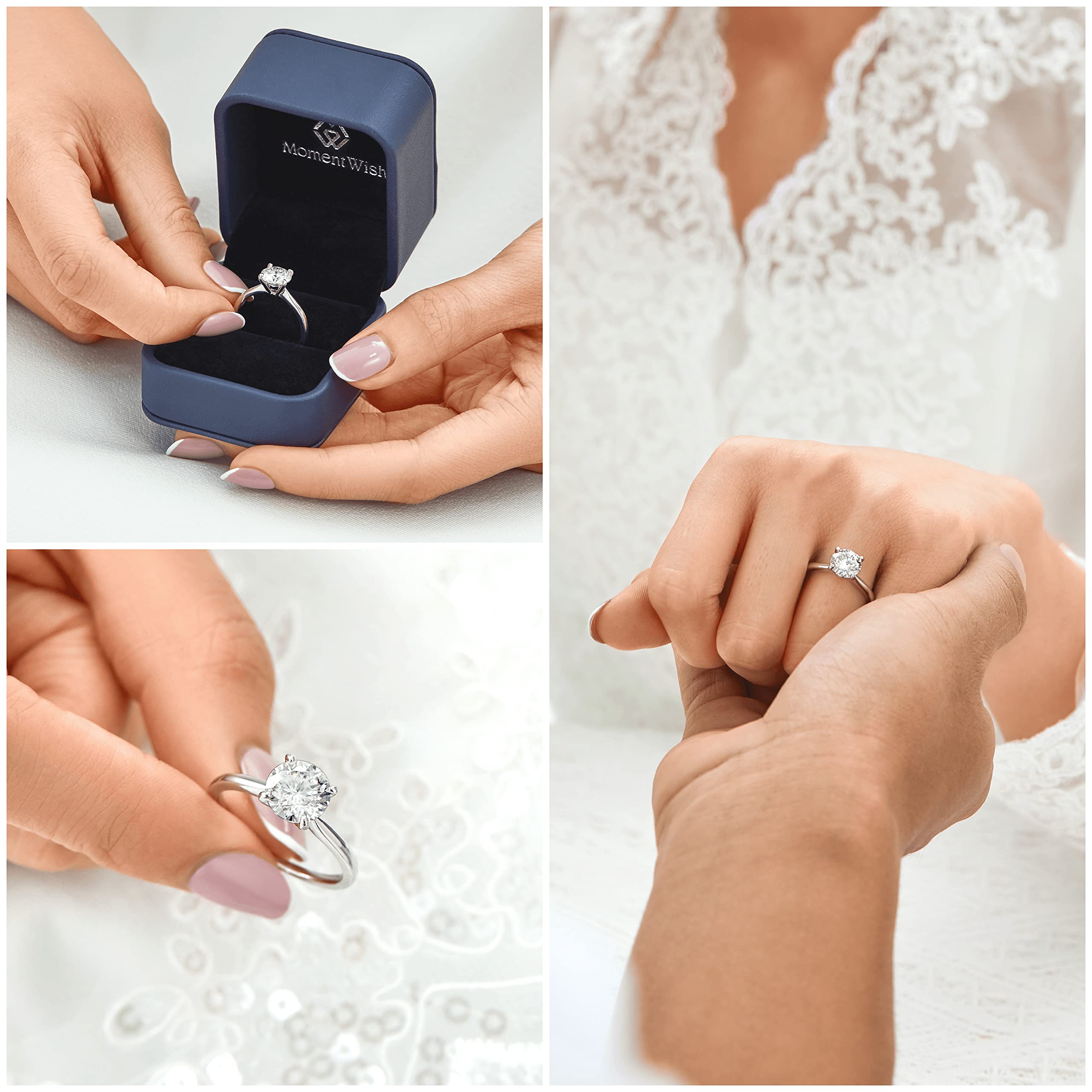 1/2Ct Moissanite Engagement Ring for Women - D Color VVS1 Lab Created Diamond, Sterling Silver Wedding Solitaire Ring | Perfect for Proposals, Anniversaries & Bridal Jewelry