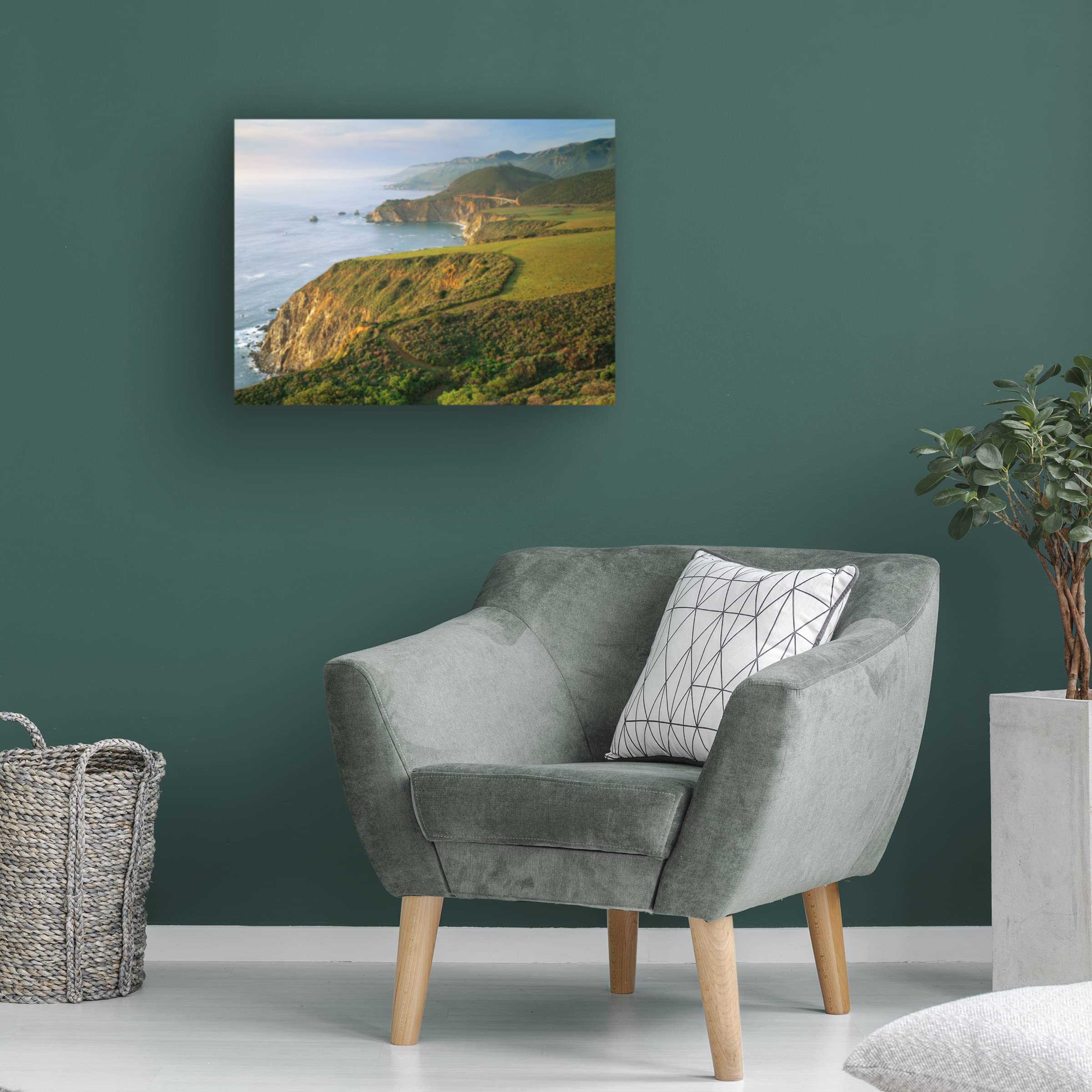 Trademark Fine Art 'Bixby Bridge' Canvas Wall Art by John Gavrilis - Stunning Landscape Painting for Living Room, Office & Home Decor