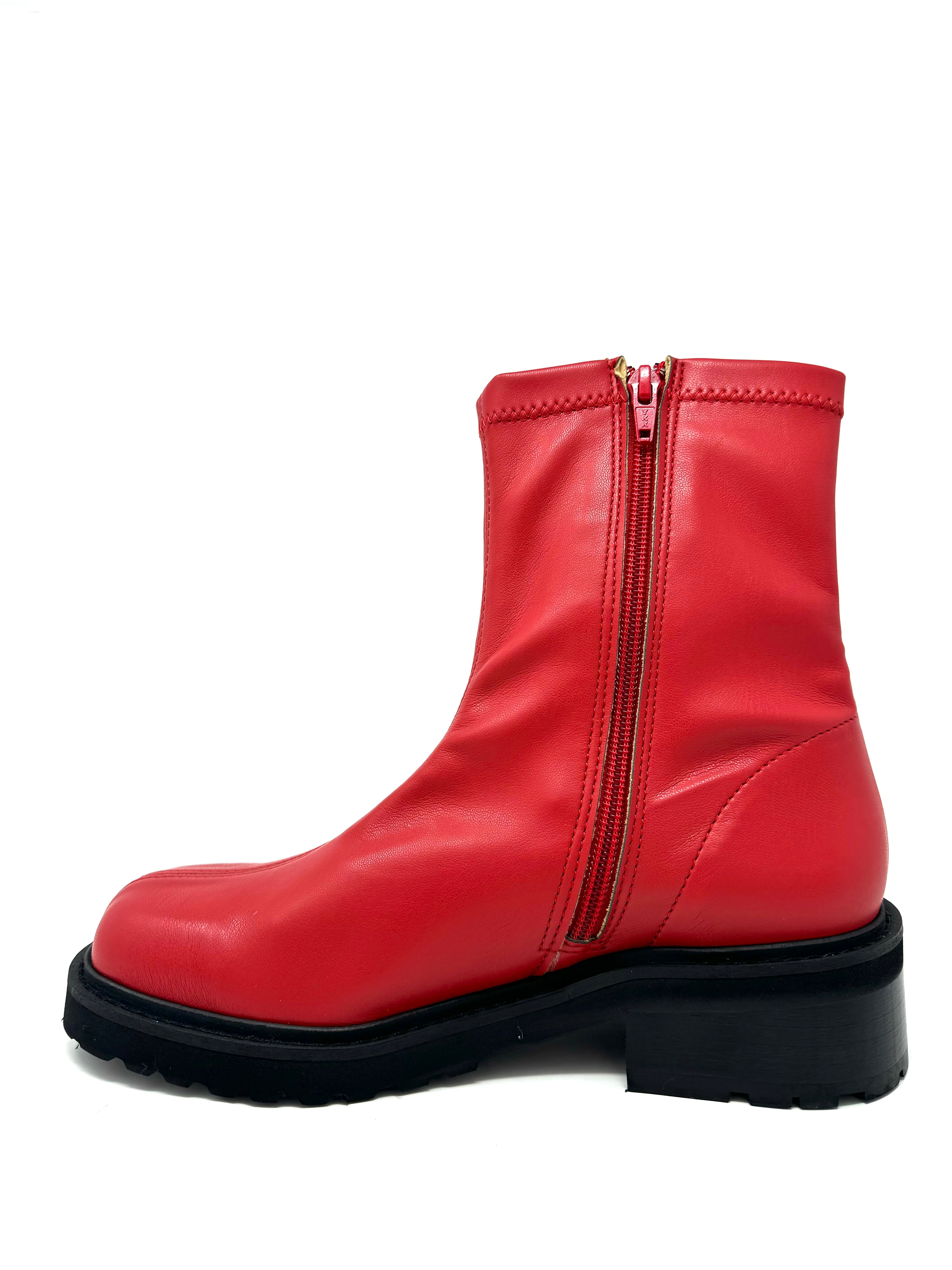 Novacas Erica Stretch Boots for Women - Comfortable Red Ankle Boots for Casual Wear, Office & Night Out