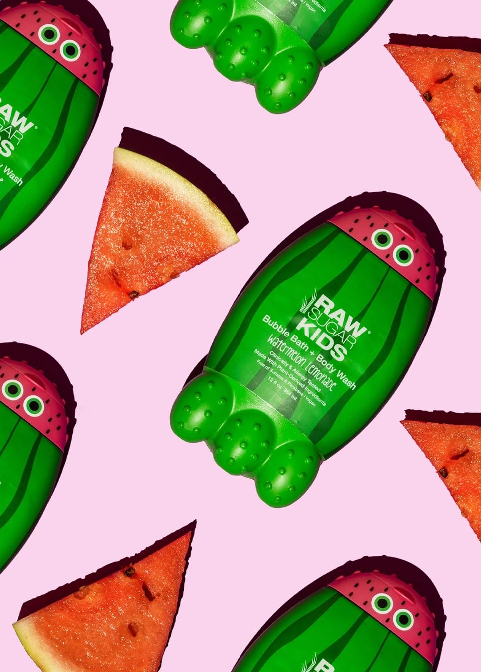 Raw Kids 2-in-1 Bubble Bath & Body Wash - Watermelon Lemonade Scent | Gentle Cleansing & Hydration for Soft Skin | 12oz | Perfect for Kids Ages 3+ | Fun Bath Time & Daily Hygiene Routine