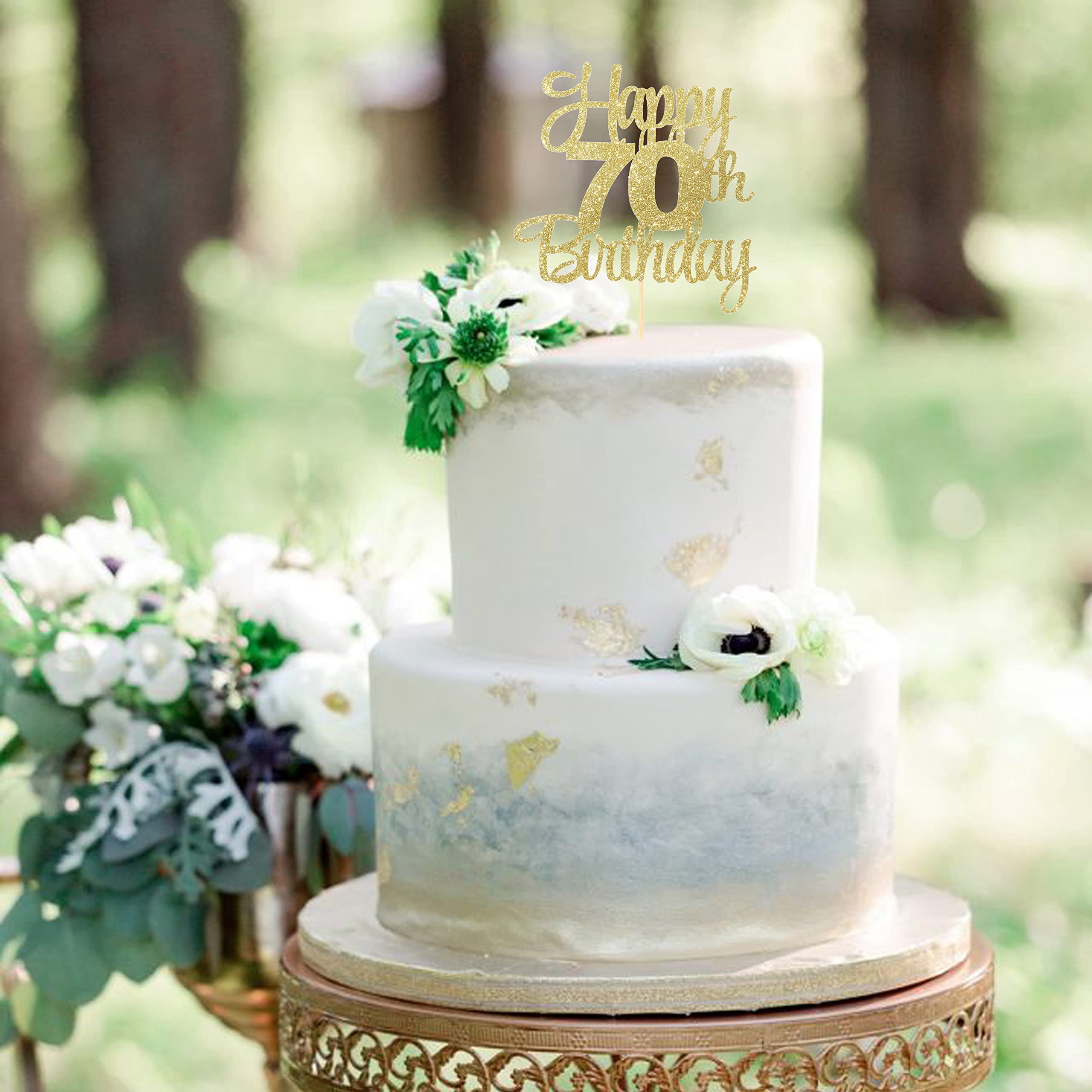 70th Birthday Cake Topper Gold - Elegant 70th Anniversary Cake Decorations for Women & Men | Perfect for Milestone Birthday Parties, Retirement Celebrations & Golden Anniversary Events