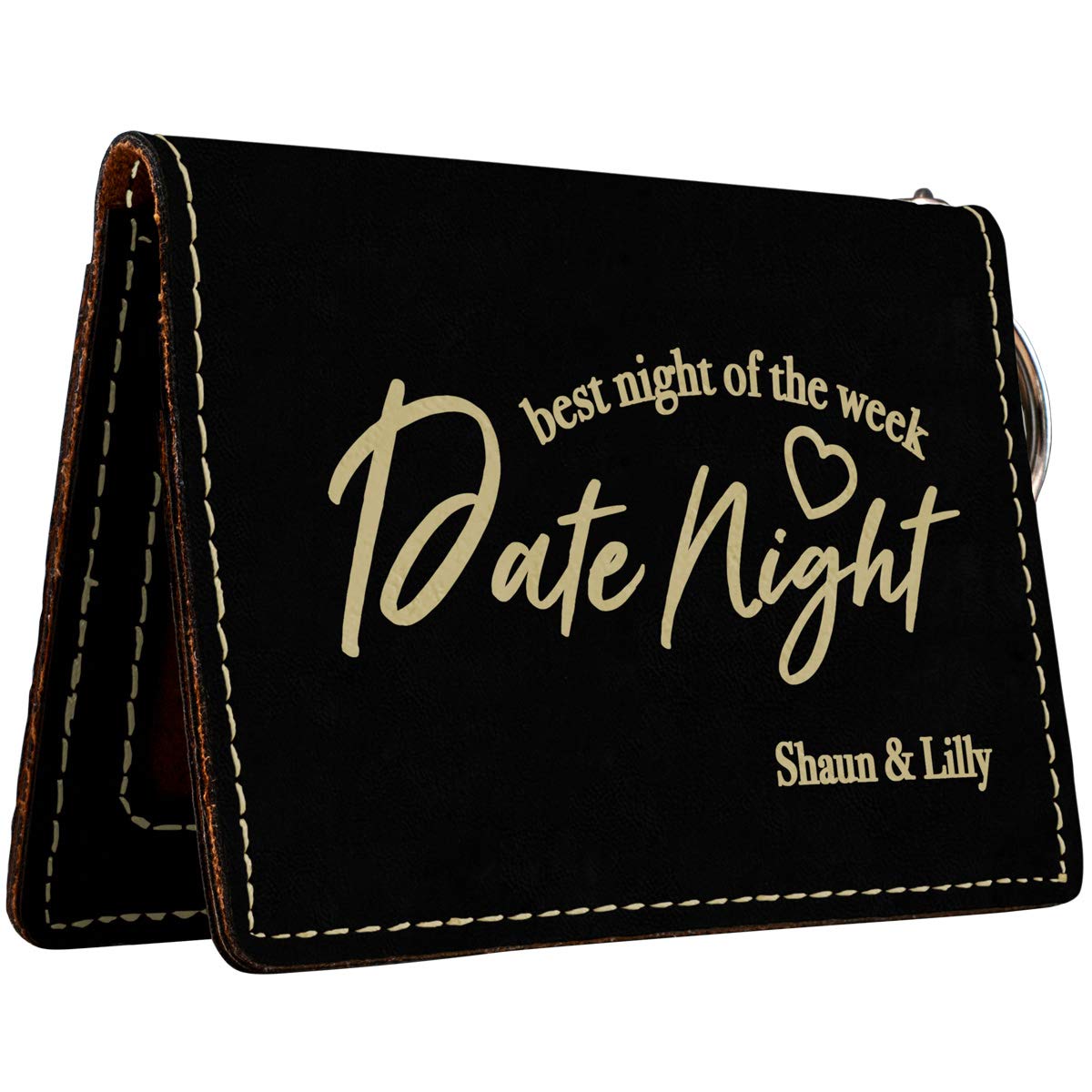 Personalized Date Night Wallet - Custom Engraved Leather Wallet for Couples, Gifts for Him/Her - Perfect for Anniversaries, Valentine's Day & Romantic Occasions
