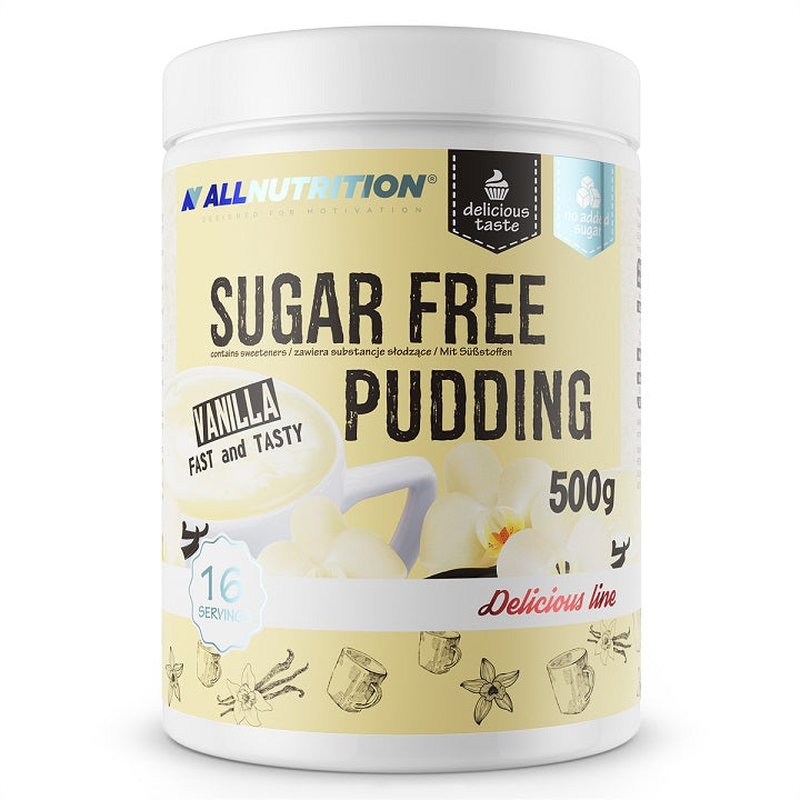 Allnutrition Sugar Free Vanilla Pudding Mix - 500g | Low Carb, Keto-Friendly Dessert for Diabetics & Weight Loss | Perfect for Snacks, Baking & Healthy Treats
