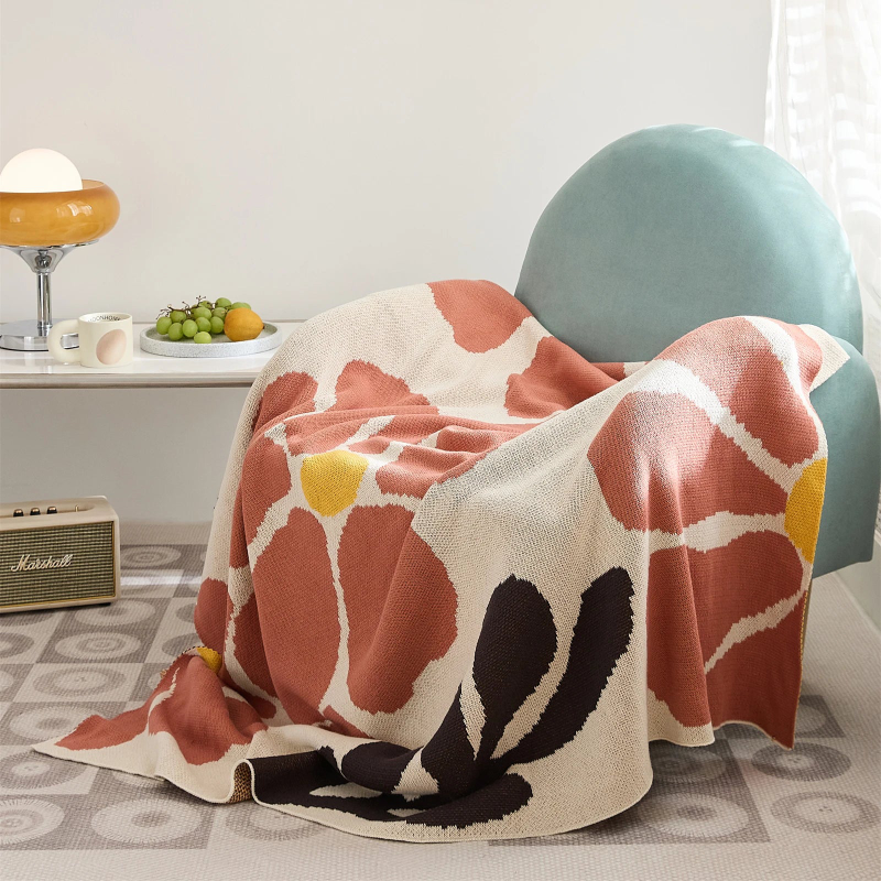 Blossom Meadow Woven Throw Blanket - Soft Cozy Knit Blanket for Couch, Bed & Sofa - Perfect for Home Decor, Gift & Winter Warmth