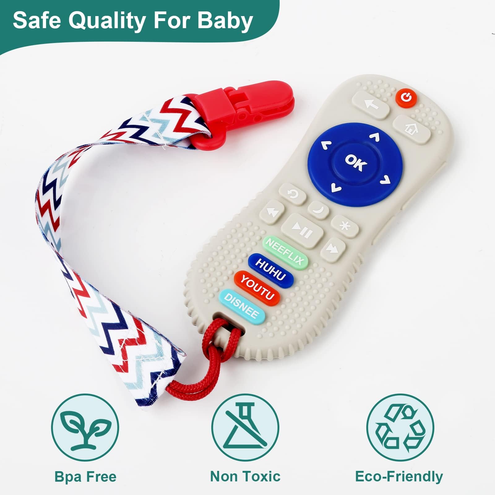 **COZYPANDA Baby Teething Toys for Infants 0-12 Months | BPA-Free Silicone Teether for Boys & Girls | Freezable & Remote Control Shape Chew Toy for Soothing Sore Gums | Perfect for Home, Travel & Daycare Use**