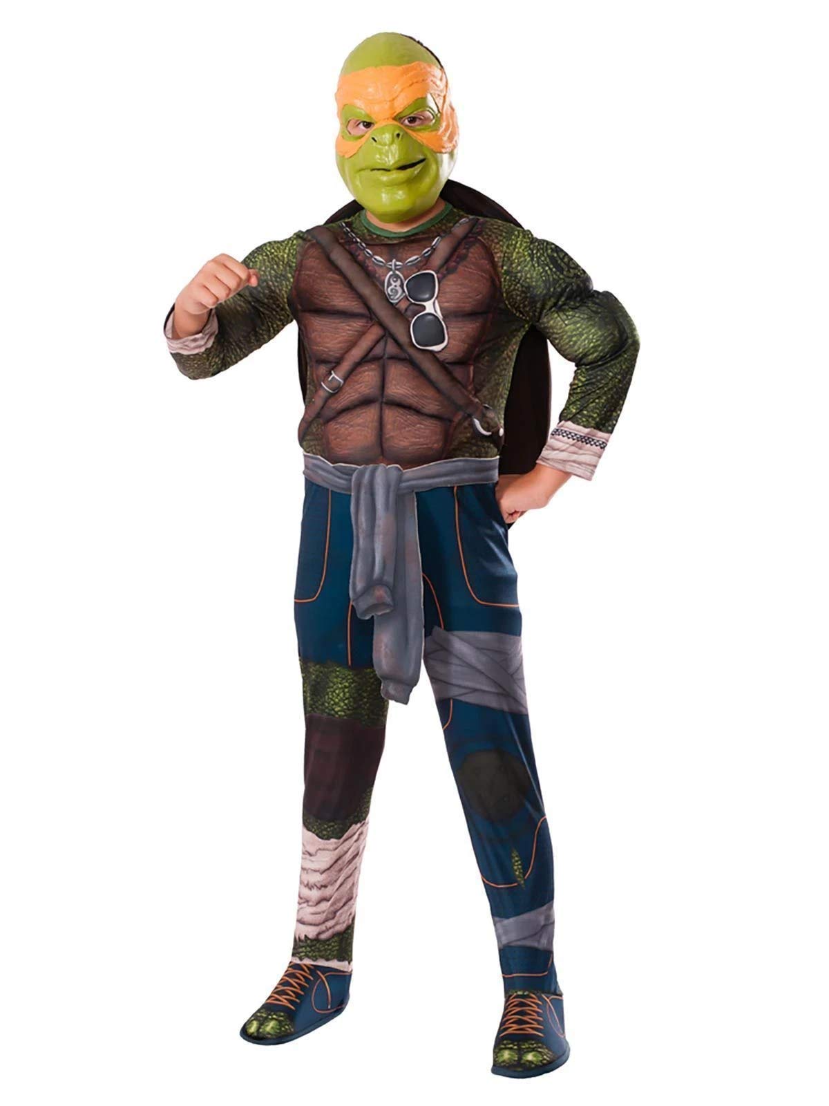 Rubies Teenage Mutant Ninja Turtles Deluxe Michelangelo Muscle-Chest Costume for Kids - Child Large Size | Perfect for Halloween, Cosplay & Birthday Parties