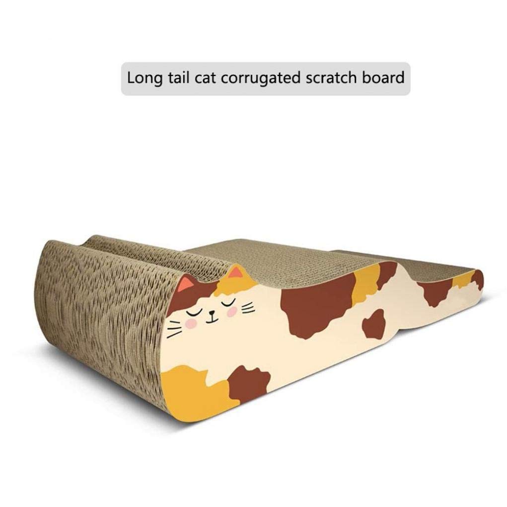 Reversible Wave Cat Scratching Board - Eco-Friendly Recycled Corrugated Cardboard - Cat Lounge Bed & Kitten Toy - Brown - Perfect for Indoor Cats, Small Spaces & Multi-Cat Households