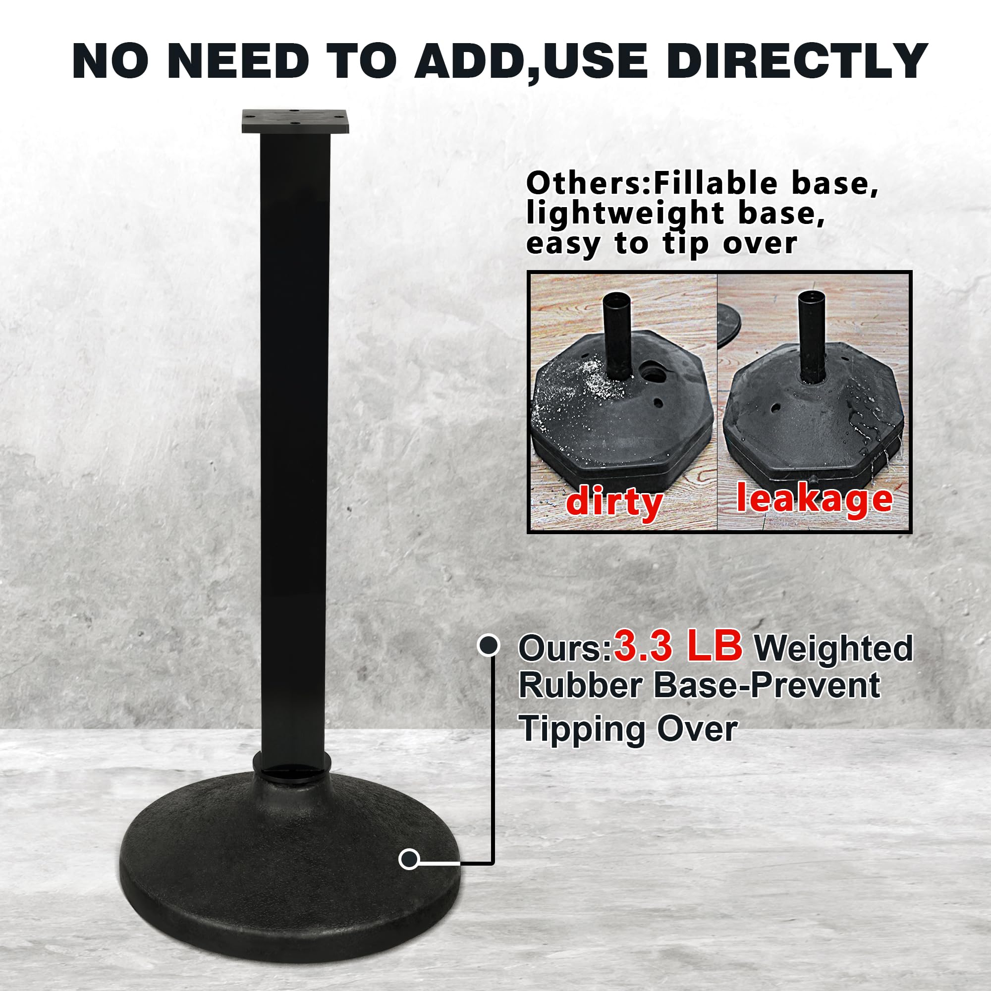 4 Pack Heavy Duty Stanchions with Velvet Rope & Weighted Base - Premium Crowd Control Posts for Queue Management - Perfect for Movie Theaters, Events, Parties and VIP Areas