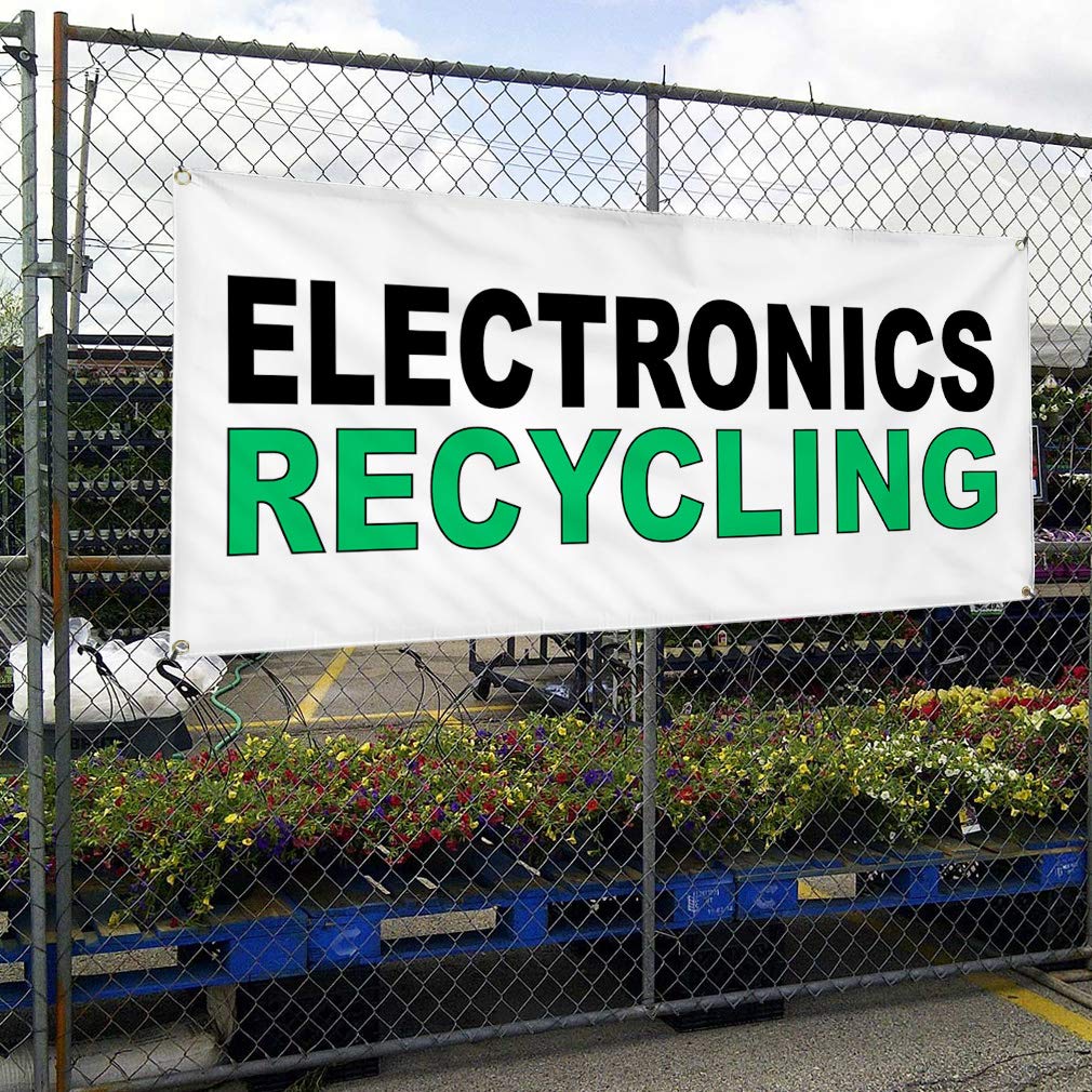 Vinyl Banner - Multiple Sizes (48x96 Inches) for Electronics Recycling | Black & Green Weatherproof Business & Industrial Yard Signs with 8 Grommets | Perfect for Outdoor Advertising, Store Promotions & Event Signage