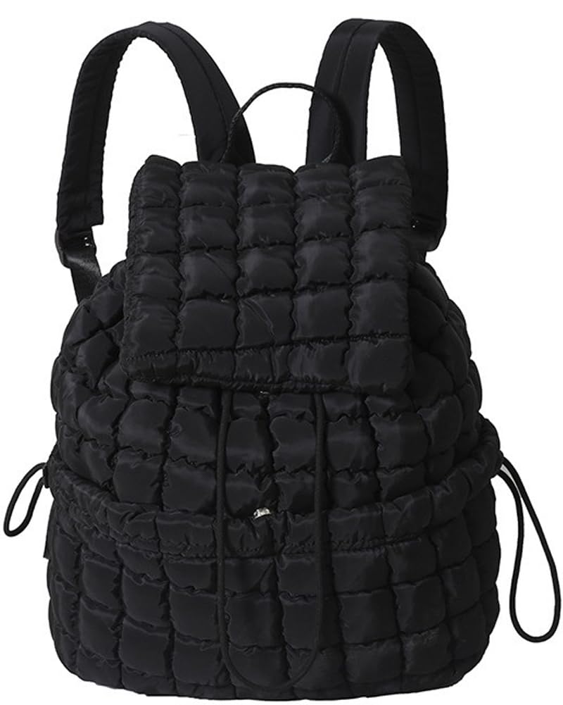 Molodo Large Puffer Quilted Backpack for Women - Lightweight Bubble Travel Backpack Purse, Durable Work & School Bag - Perfect for Commuting, College & Weekend Getaways (Black, 2024)