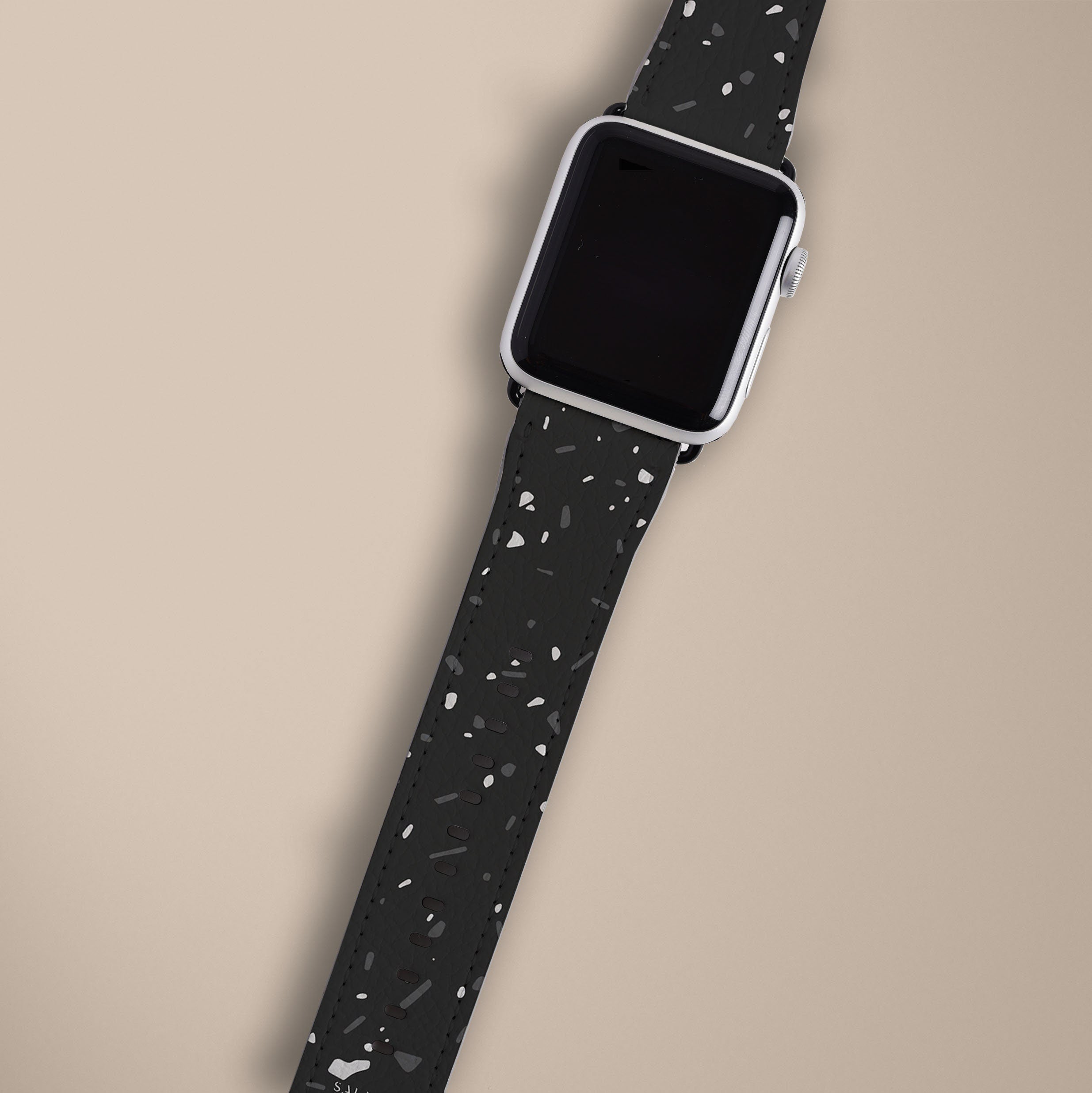 Black Terrazzo Pattern Watch Band - Durable & Stylish Replacement Strap for Apple Watch, Fitbit, Samsung Galaxy - Perfect for Workouts, Office & Casual Wear