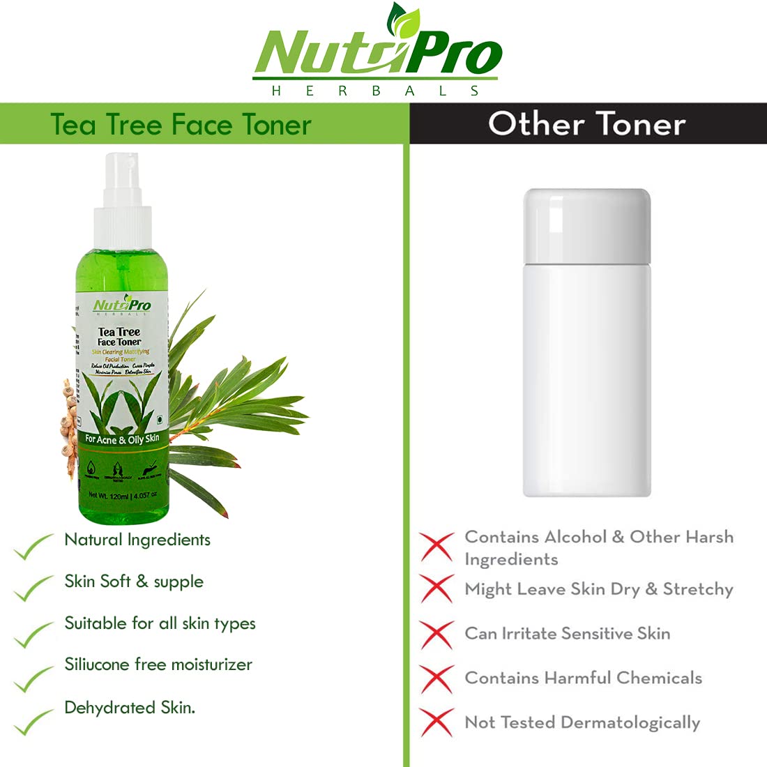 NutriPro Gold Cleansing Milk with Tea Tree Toner 370ml - Sulfate Free & Paraben Free Facial Cleanser Enriched with Gold & Natural Essences | Anti-Acne Therapy for Soft, Glowing Skin | Daily Skincare Routine for Oily & Combination Skin Types