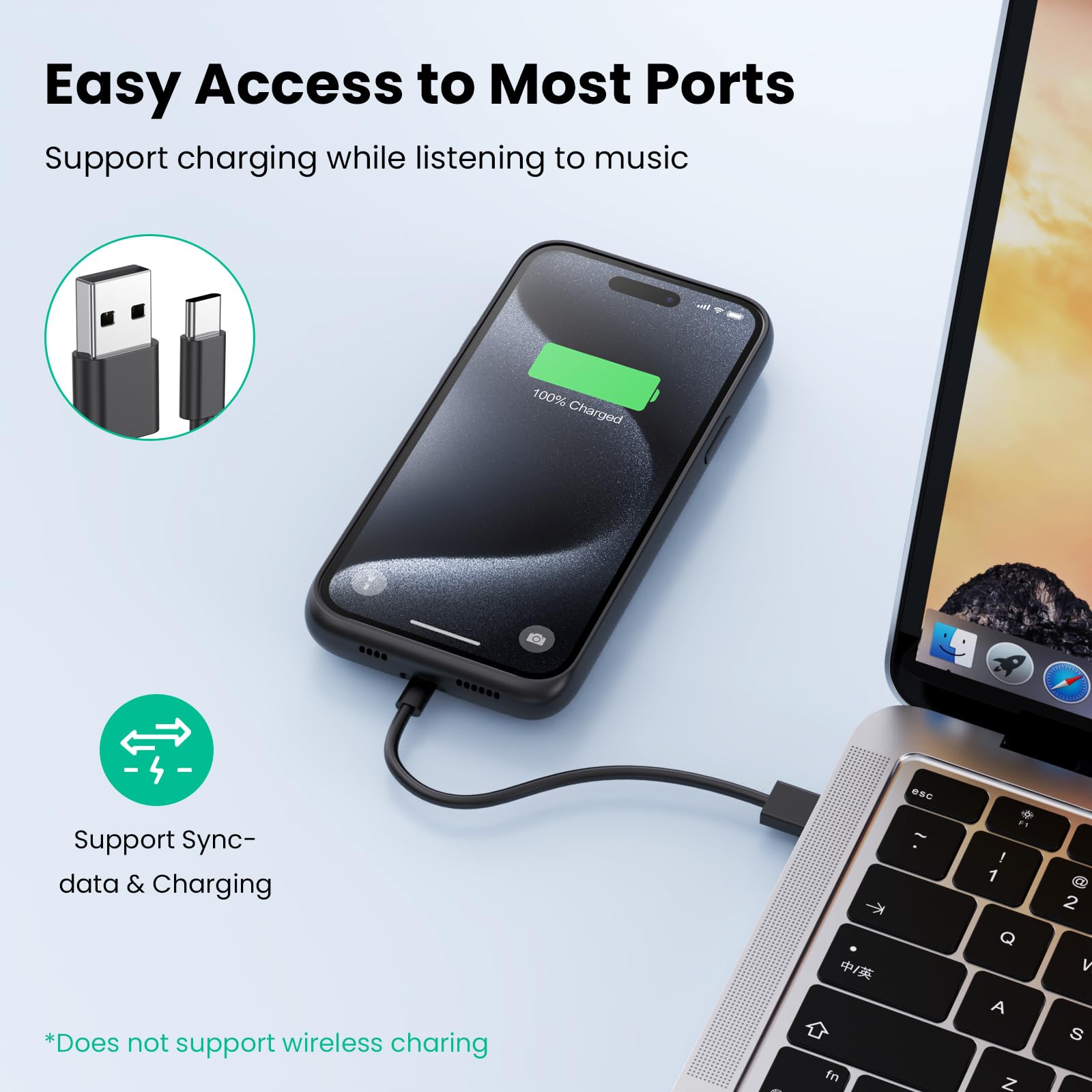 Upgraded 8600mAh Slim Battery Case for iPhone 15 Pro Max - 15W Fast Charging Portable Charger Cover | Protective Extended Power Bank for iPhone 15 Pro Max (6.7 inch) | Perfect for Travel, Work & Outdoor Activities - Black
