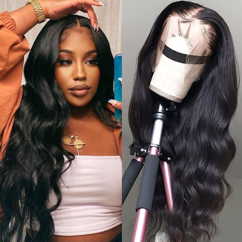Imeya 16 Inch Body Wave Lace Front Human Hair Wig for Black Women - Glueless Transparent 13x6 HD Lace Frontal Brazilian Remy Hair with Pre-Plucked Natural Hairline & Baby Hair - 150% Density - Perfect for Daily Wear, Parties & Special Occasions
