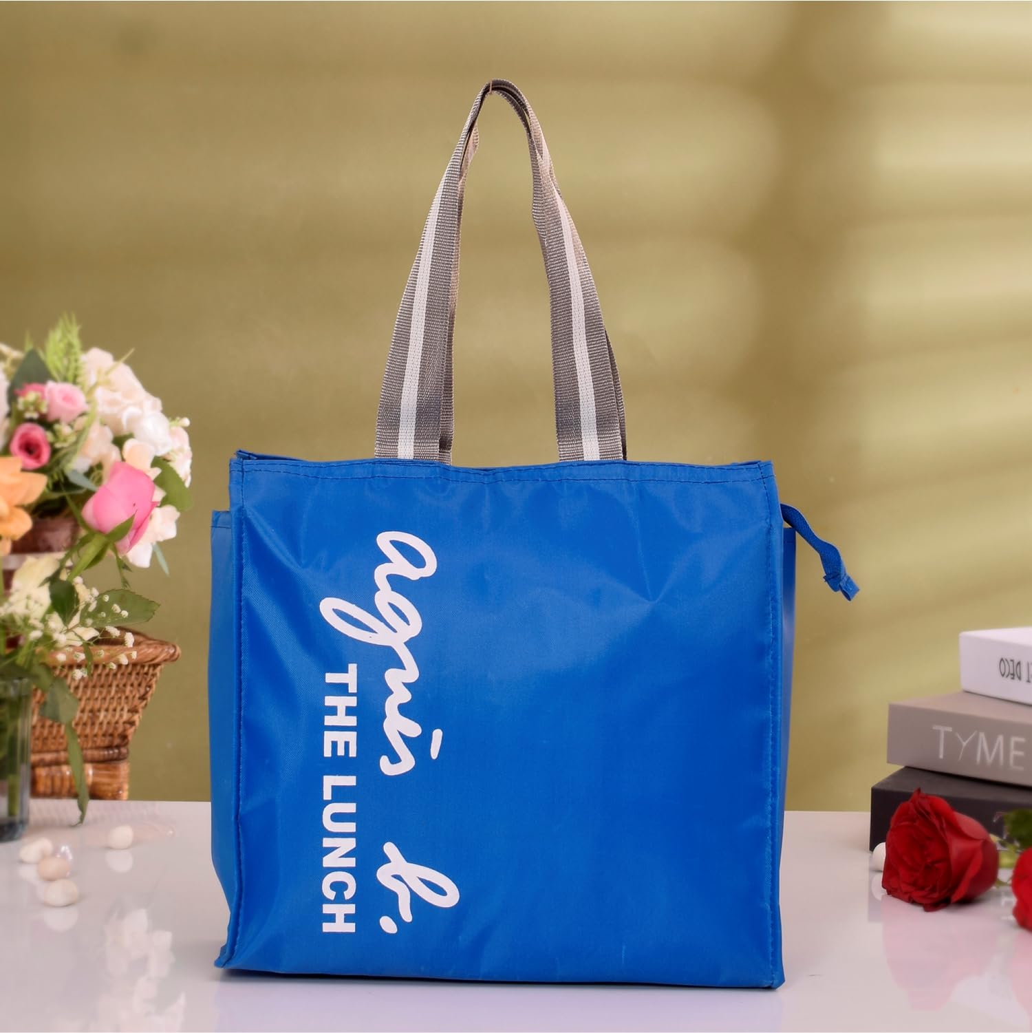Kuber Industries Insulated Lunch Bag for Adults - Reusable Parachute Lunch Box with Zipper & Handle for Office, College, Work - Pack of 2 Royal Blue - Perfect for Meal Prep, Picnics & Daily Commute