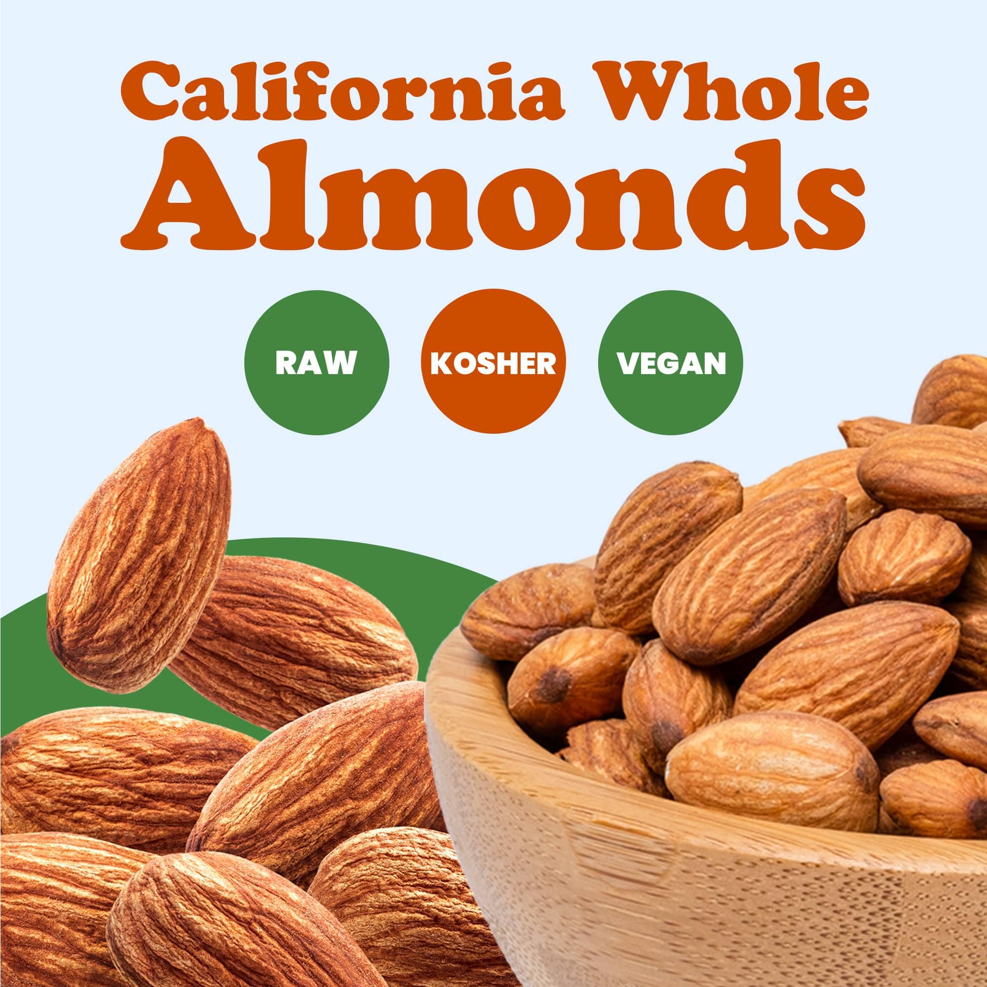 Food to Live - California Almonds, 4 Pounds - Supreme Quality Whole Raw Unsalted Unroasted Nuts | Kosher Vegan Snack | Perfect for Baking, Snacking & Healthy Recipes