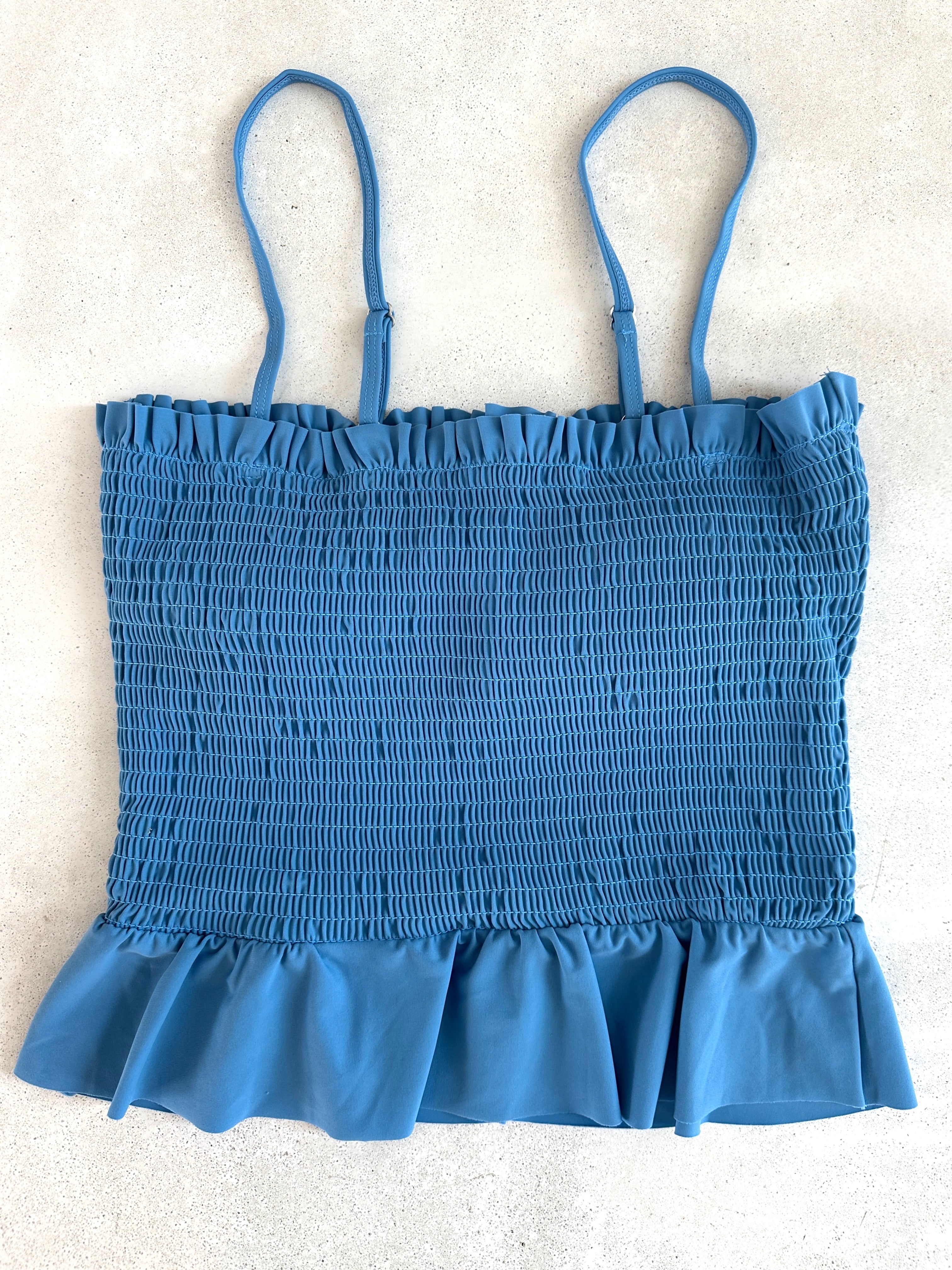 Blue Smocked Tankini Top for Women - $22 | Flattering Swimwear for Beach, Pool & Summer Vacations