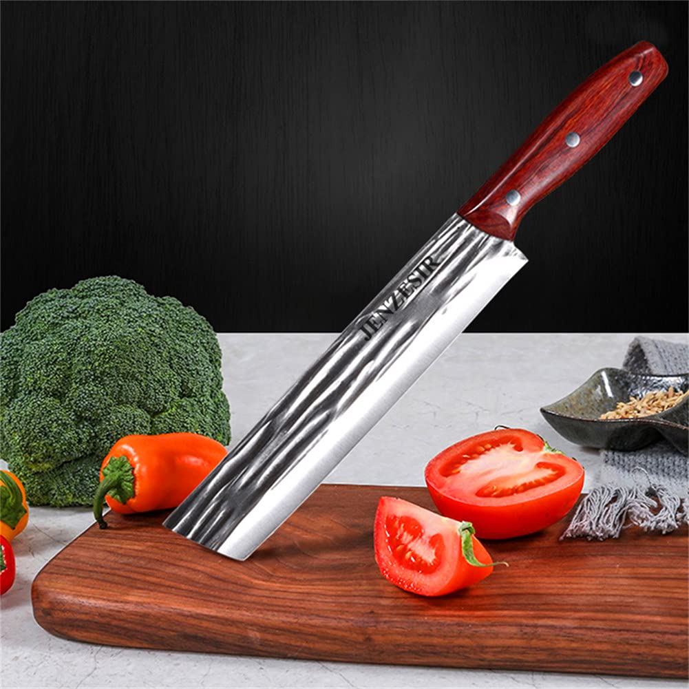 7.9-Inch Handmade Forged Nakiri Knife - Japanese Chef Knife for Vegetables & Meat | Razor-Sharp High-Carbon Steel Blade with Ergonomic Wood Handle | Perfect for Home Kitchen, Restaurant & Professional Cooking