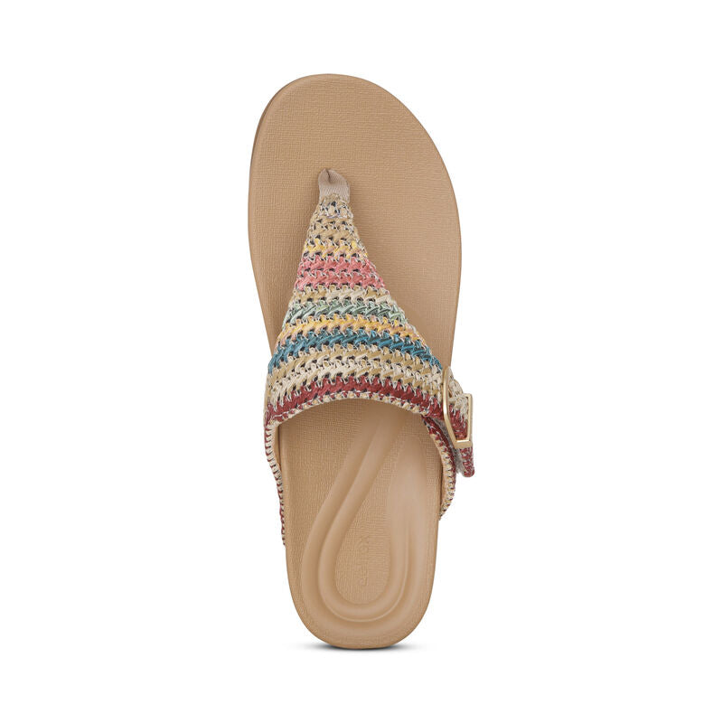 AETREX KATE Thong Wedge Sandals for Women - Comfortable Summer Shoes with Arch Support | Perfect for Beach, Pool, Vacation & Casual Outings