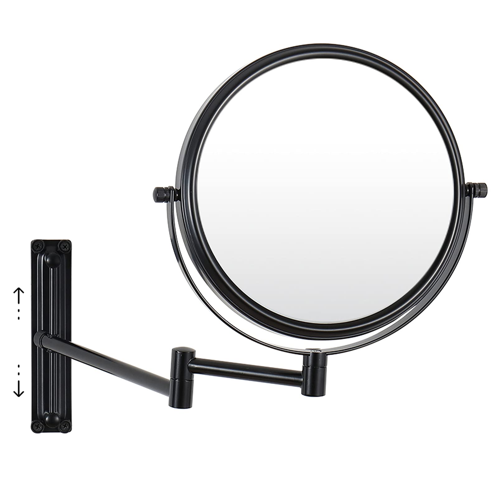 10X Magnifying Wall Mounted Makeup Mirror - Adjustable Height, Double Sided Extendable Vanity Mirror for Bathroom & Bedroom (Black) - Perfect for Makeup Application, Skincare Routine and Grooming