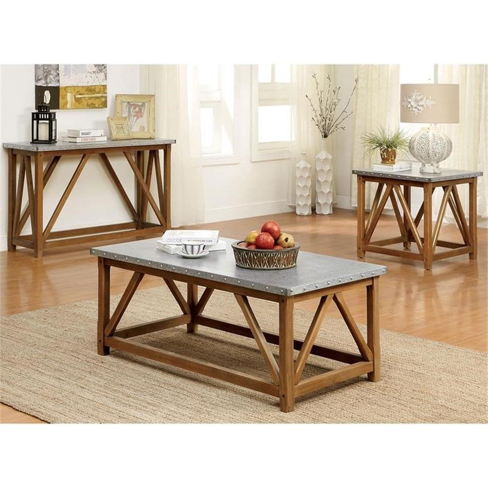 BOWERY HILL Industrial Wood Console Table - Natural Finish Entryway Sofa Table for Living Room, Hallway & Farmhouse Decor