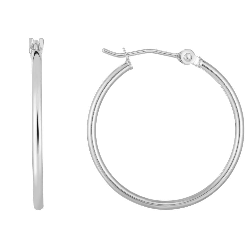 14K Gold Hoop Earrings 1.5x25mm - Classic Dainty Huggie Hoops for Women, Perfect for Everyday Wear, Work & Special Occasions