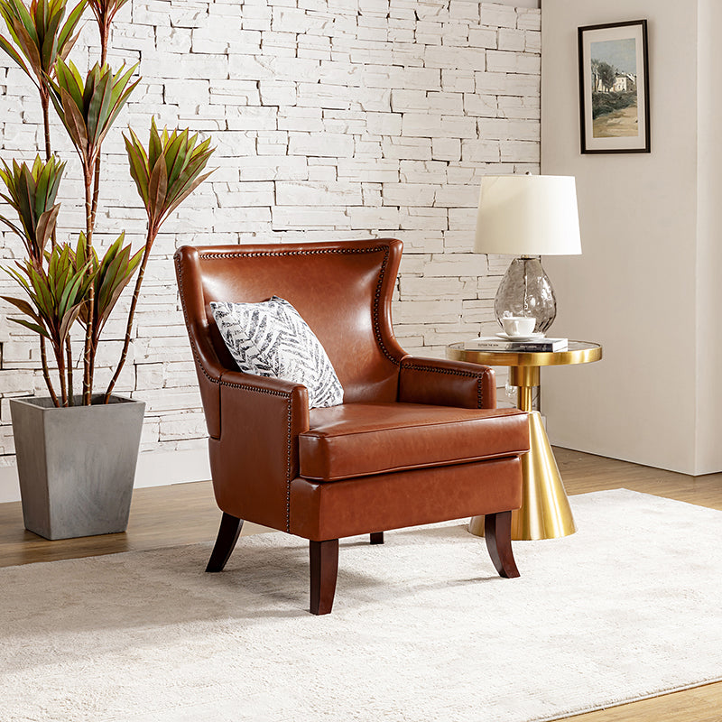 Mid Century Modern Vegan Leather Accent Armchair - Aurelia Stylish Lounge Chair for Living Room, Office & Reading Nook