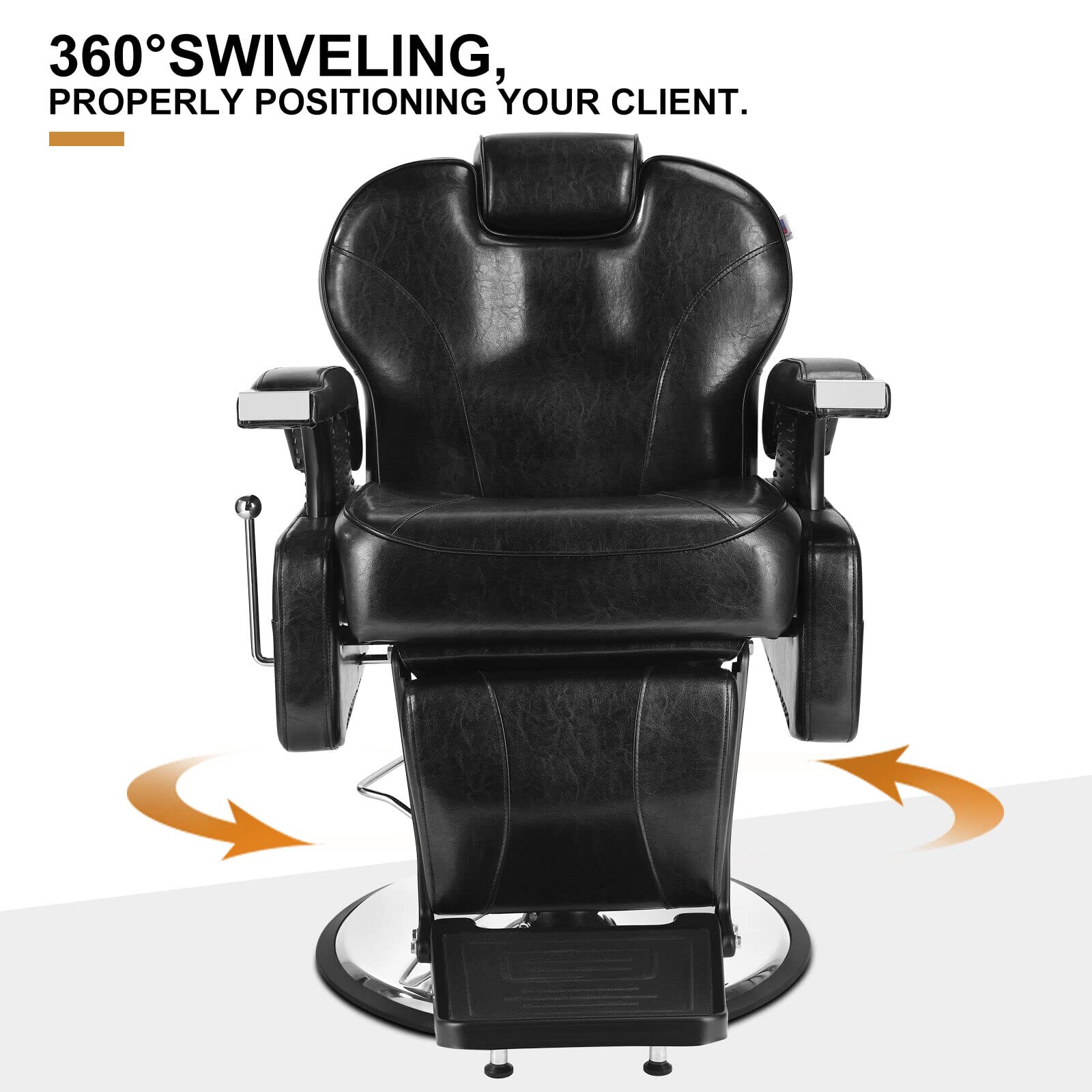 Professional Hydraulic Recline Barber Chair - Black All-Purpose Salon Styling Chair for Hairdressing, Beauty Shops & Barber Shops | Perfect for Haircuts, Styling & Shaving Services