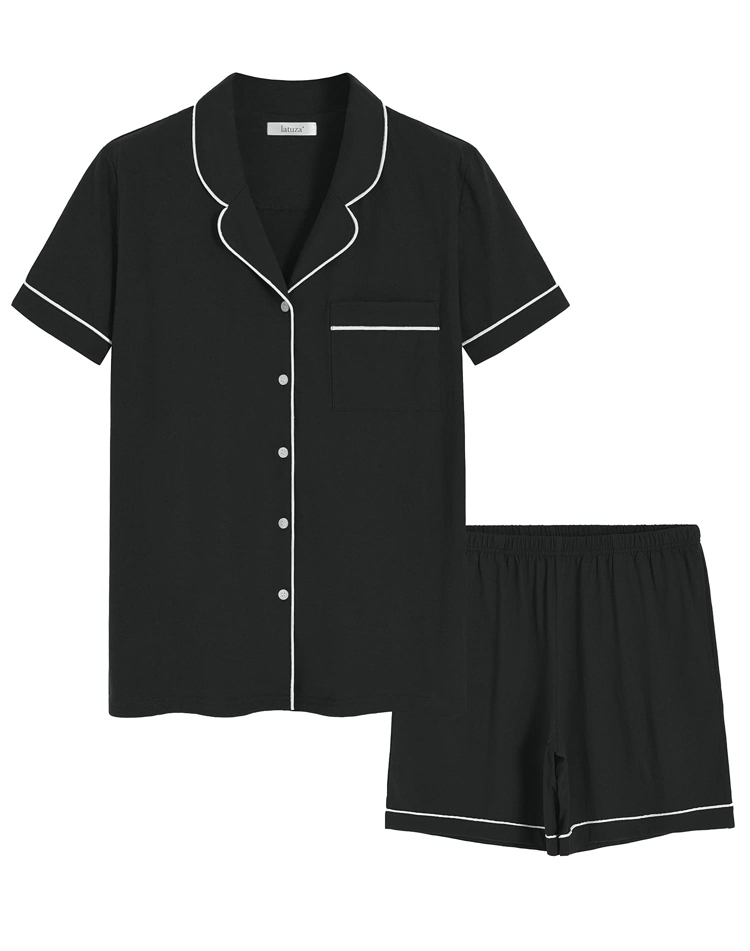 Women's Soft Cotton Button-Up Pajama Set with Sleep Shorts - Comfy Lounge Wear for Nighttime & Relaxation at Home