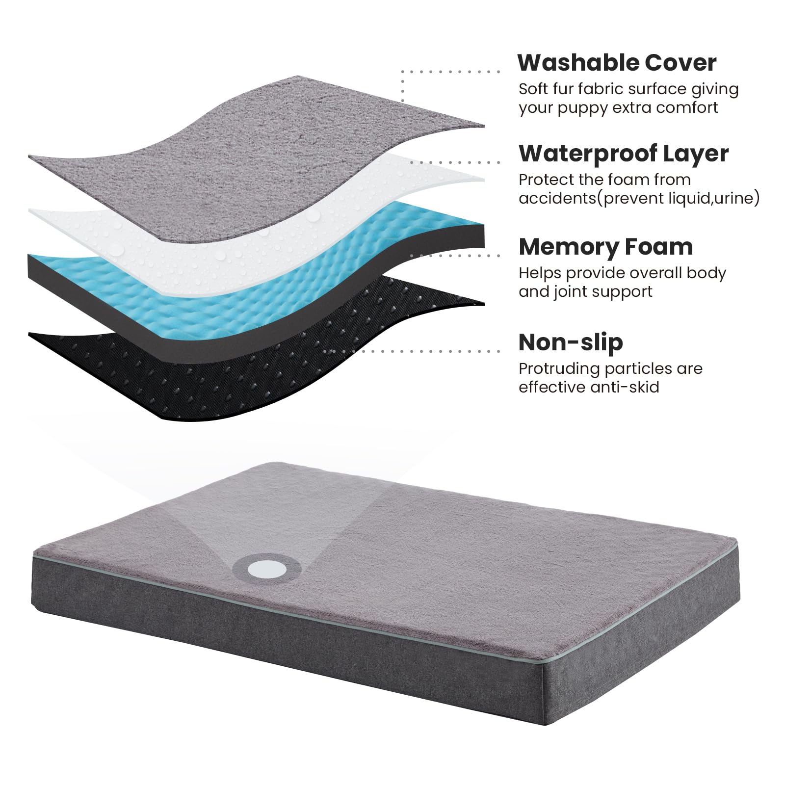 Orthopedic Cooling Dog Bed for Large Dogs Up to 65Lbs - Memory Foam Pet Bed with Washable Cover - Perfect for Arthritic Pets & Hot Weather Relief - Great for Living Room, Bedroom or Outdoor Use