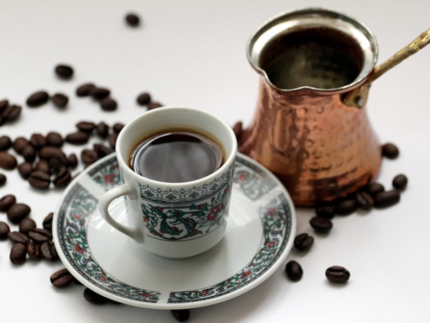 Authentic Hammered Copper Cezve Turkish Coffee Pot with Wooden Handle - Traditional Turkish & Greek Coffee Maker - Perfect Gift for Coffee Lovers - Ideal for Home Brewing, Camping & Turkish Coffee Ceremonies
