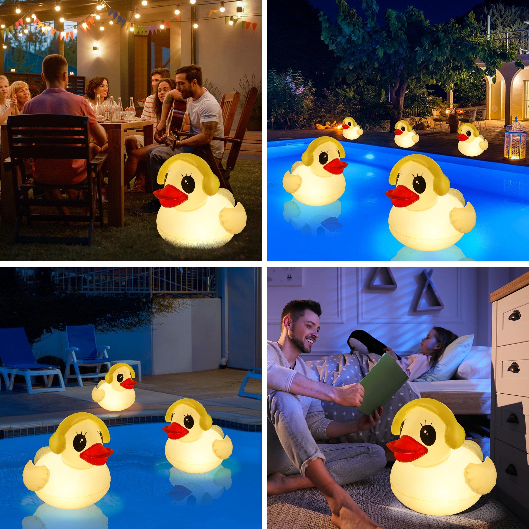 Toodour 3-Pack Solar LED Floating Pool Lights - Waterproof Glow Duck Lights for Swimming Pools, Outdoor Decor, Parties, Gardens & Patios | Perfect for Nighttime Pool Parties, Backyard Decorations & Summer Evenings