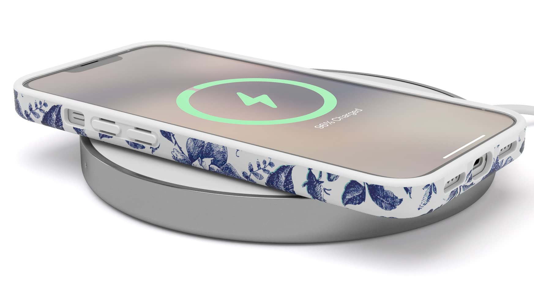 Casely iPhone 13 Case with Floral Design | MagSafe Compatible | Rose to Fame Coquette Style | Blue & White Rose Pattern | Perfect for Everyday Use & Gift Giving
