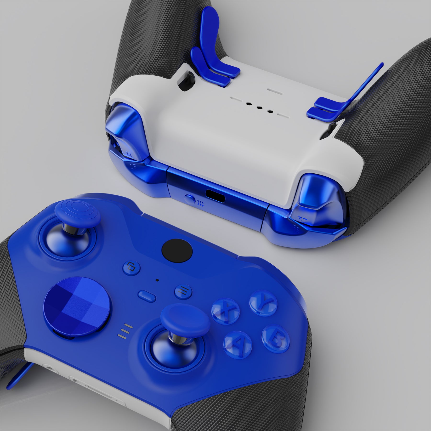 eXtremeRate 13-in-1 Replacement Kit for Xbox Elite Series 2 Controller - Metal Thumbsticks, D-Pads & Paddles (Model 1797) in Blue & Metallic Silver - Perfect for Gaming, Customization & Controller Repair