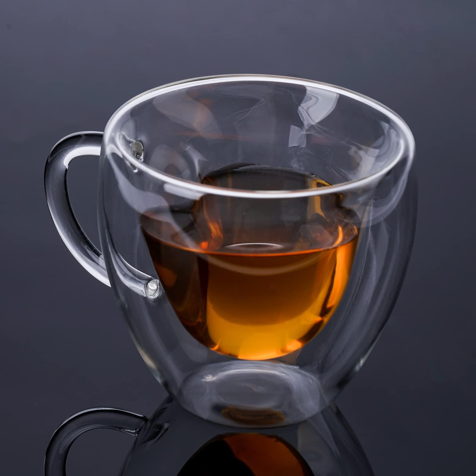 Heart Shaped Double Walled Insulated Glass Coffee Mugs - 8oz Clear Glass Tea Cups for Hot & Cold Drinks - Perfect for Valentine's Gifts, Romantic Dates & Cozy Home Coffee Time