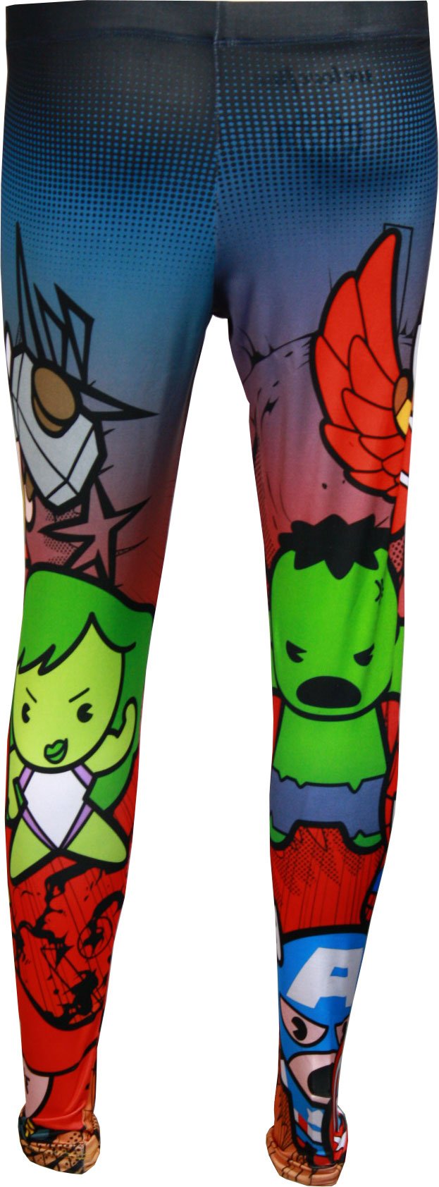 Marvel Avengers Chibi Junior's Black Leggings for Girls - Medium Size | Superhero Themed Leggings for Kids | Perfect for Cosplay, School & Playtime
