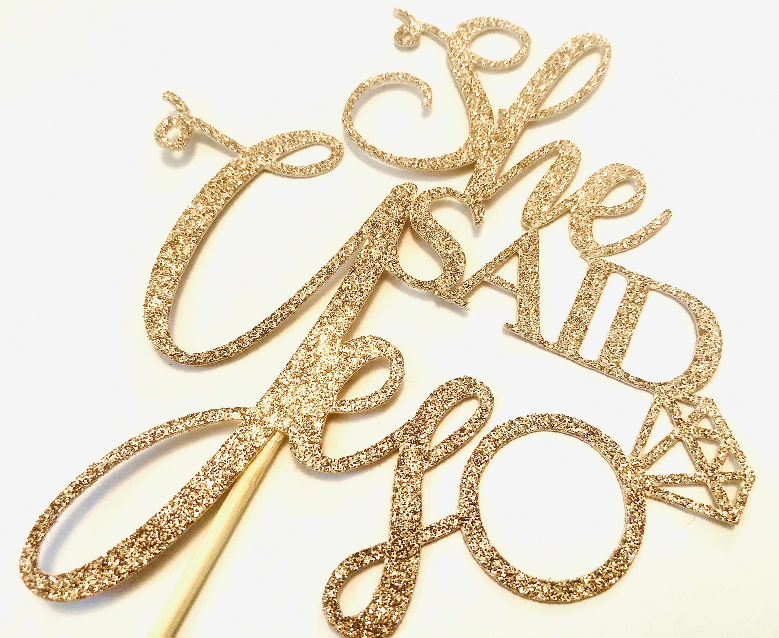 Gold 'She Said Yes' Cake Topper - Double Sided Engagement Wedding Cake Decor - Perfect for Proposals, Bridal Showers & Anniversary Celebrations