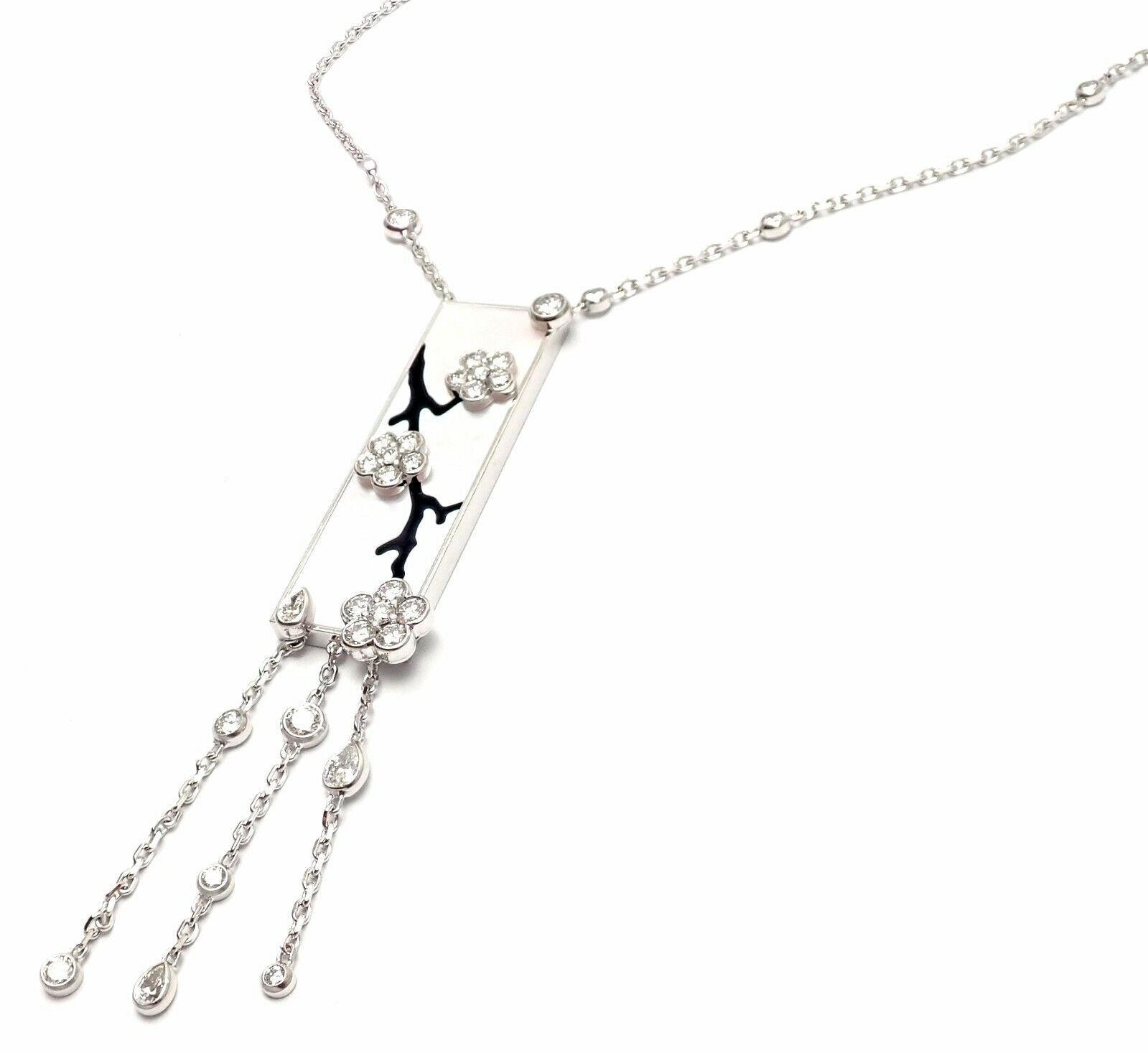 Authentic Van Cleef & Arpels Miroir Des Eaux 18k Gold Diamond Mother of Pearl Necklace - Luxury Jewelry Gift for Women, Perfect for Weddings & Special Occasions